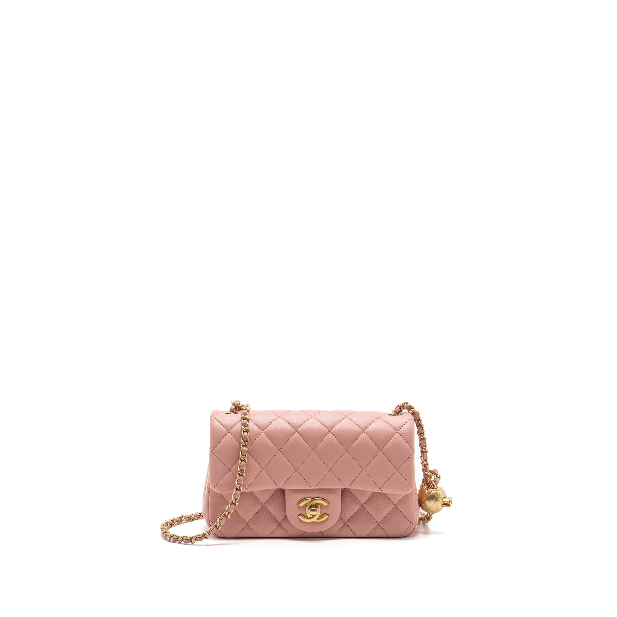 CHANEL PEARL CRUSH MINI RECTANGULAR FLAP BAG LAMBSKIN PINK GHW (MICROC ...