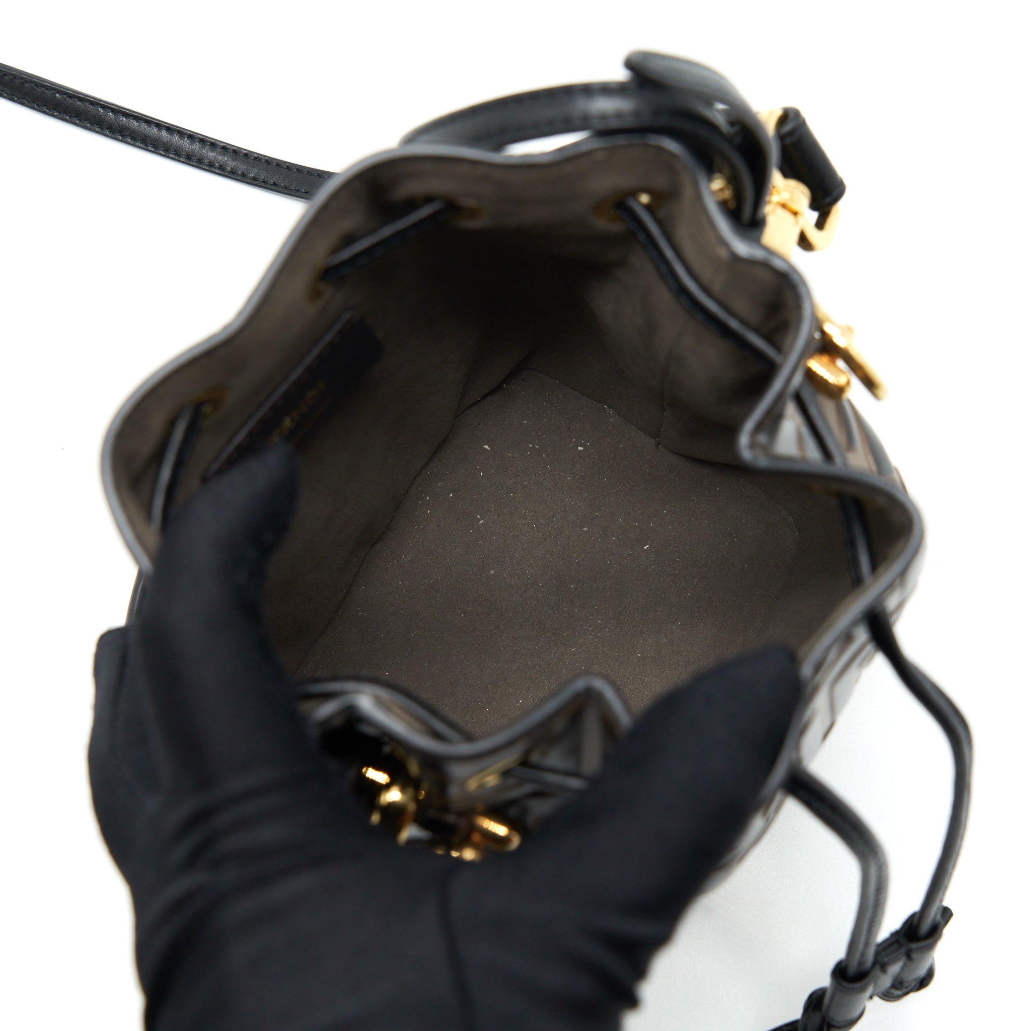 FENDI MON TRESOR MINI BUCKET BAG BLACK/BROWN GHW