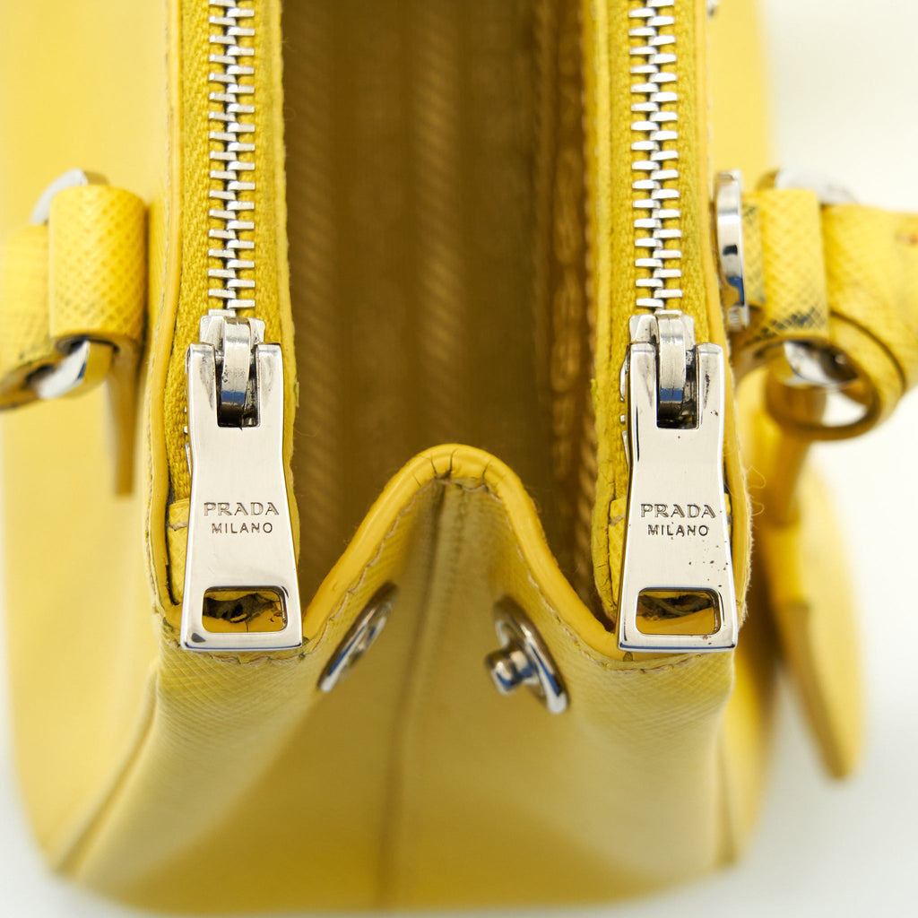 PRADA GALLERIA MINI TOTE SAFFIANO LUX YELLOW SHW