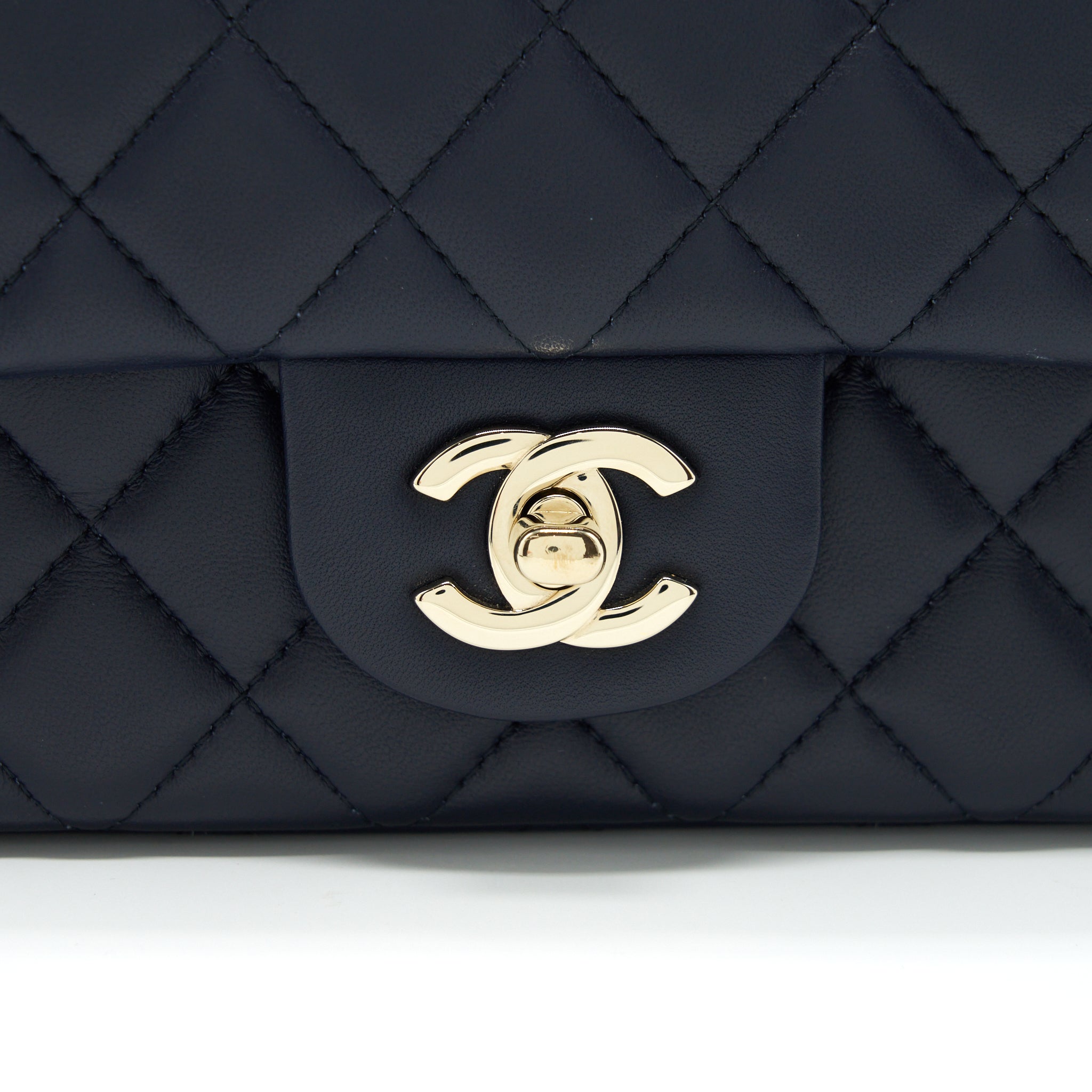 CHANEL MINI RECTANGULAR FLAP BAG LAMBSKIN NAVY LGHW