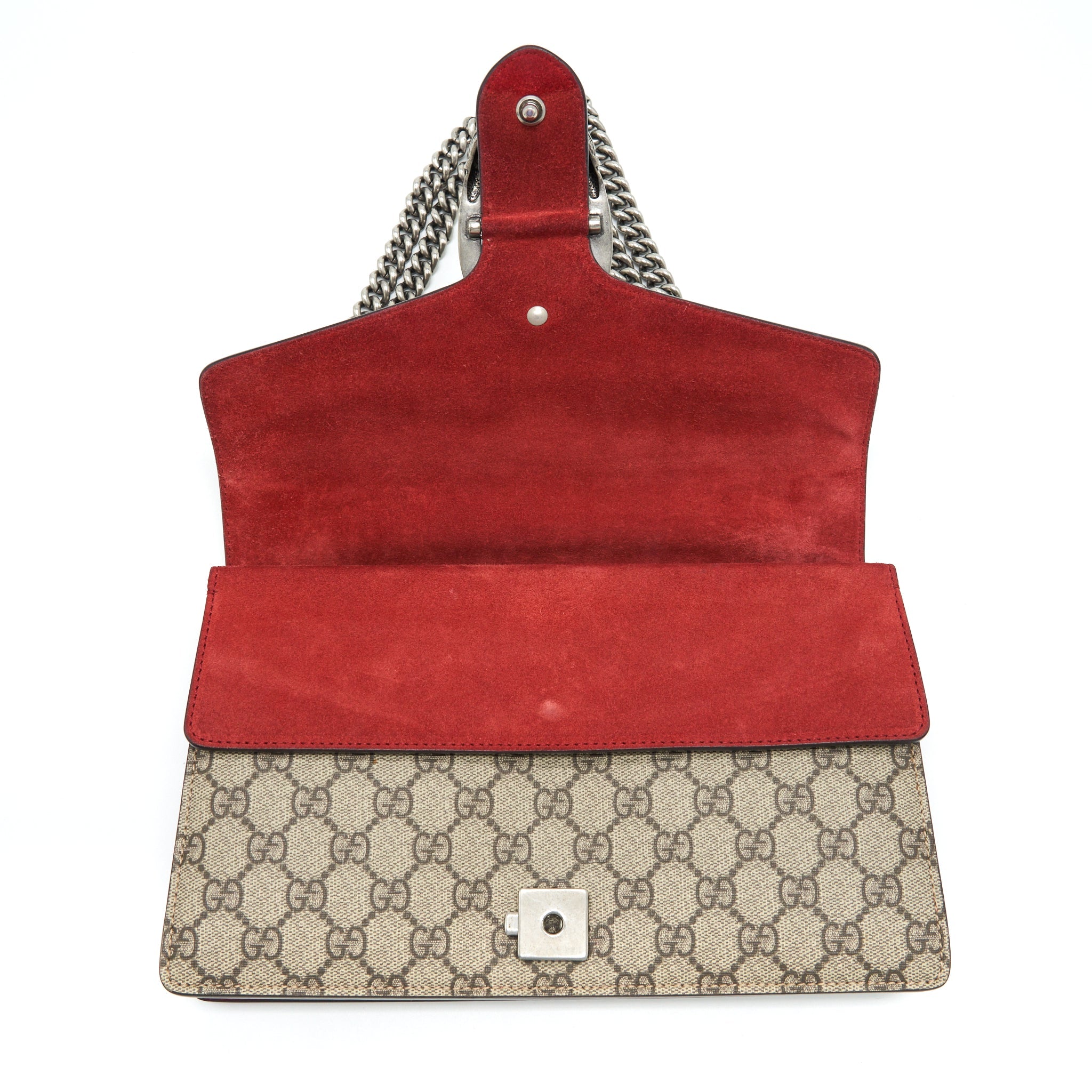 GUCCI DIONYSUS SHOULDER BAG RED/GG SUPREME CANVAS SHW