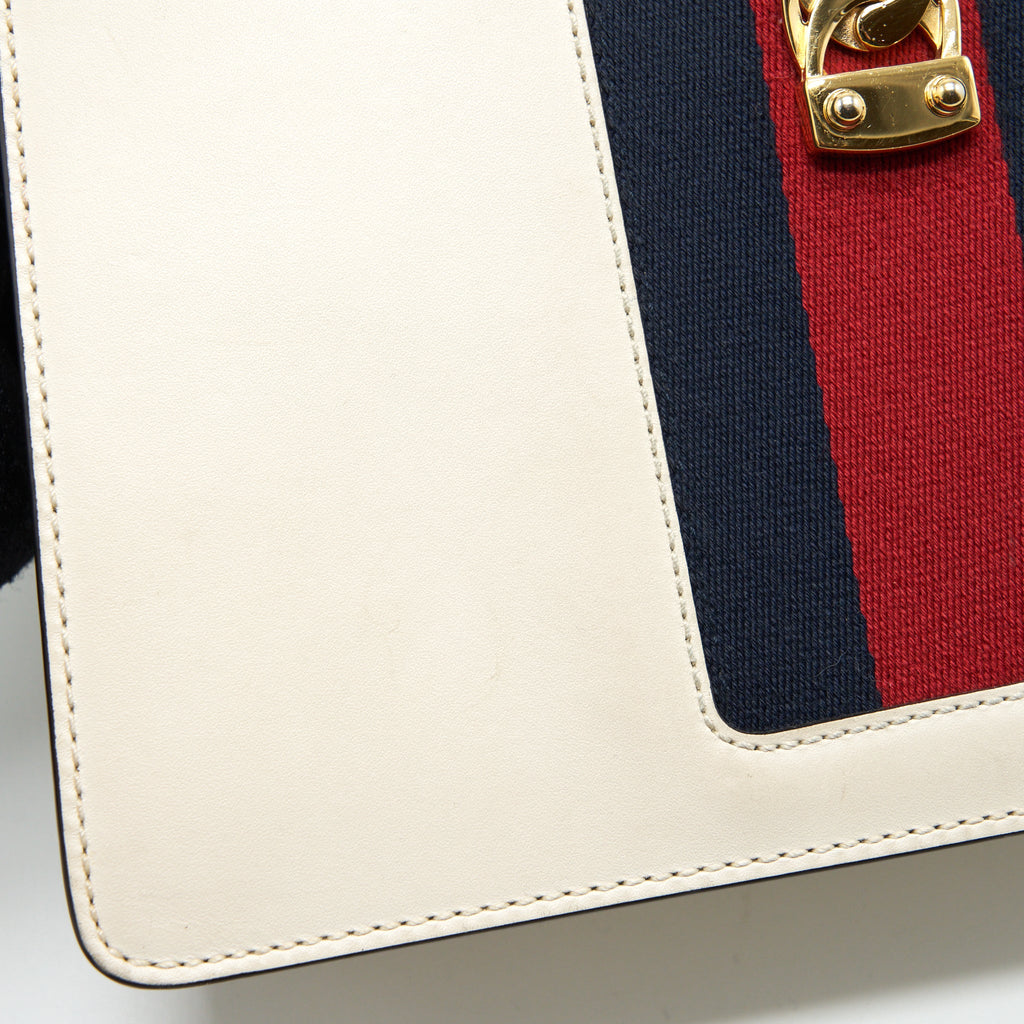 GUCCI SMALL SYLVIE SHOULDER BAG WHITE GHW