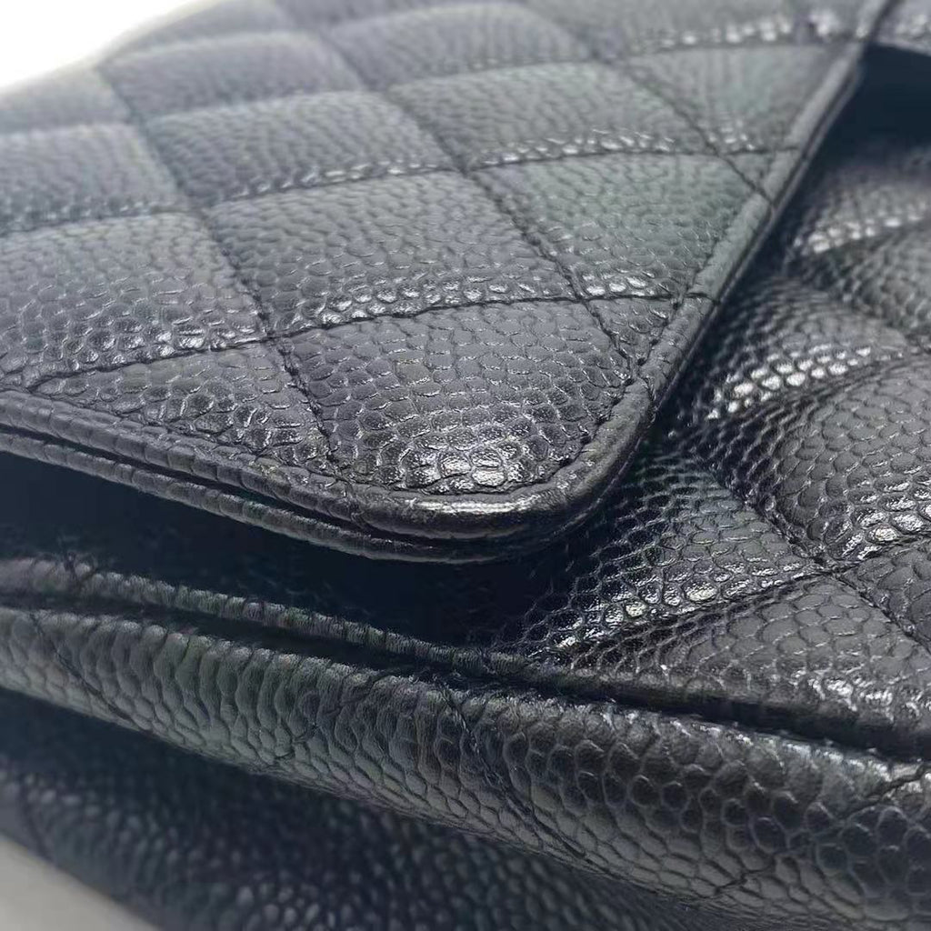 CHANEL MEDIUM CLASSIC DOUBLE FLAP CAVIAR BLACK SHW SERIAL 12