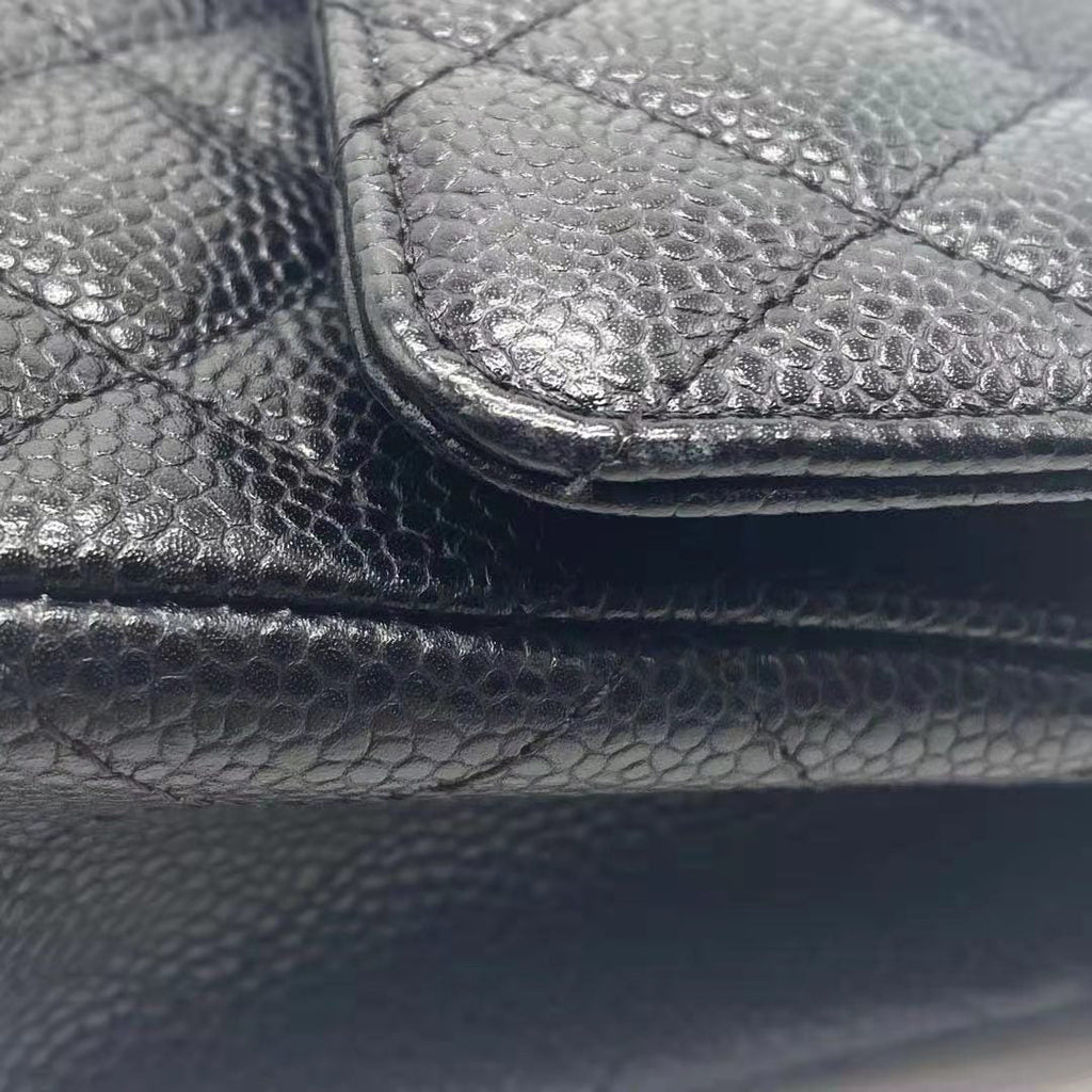 CHANEL MEDIUM CLASSIC DOUBLE FLAP CAVIAR BLACK SHW SERIAL 12