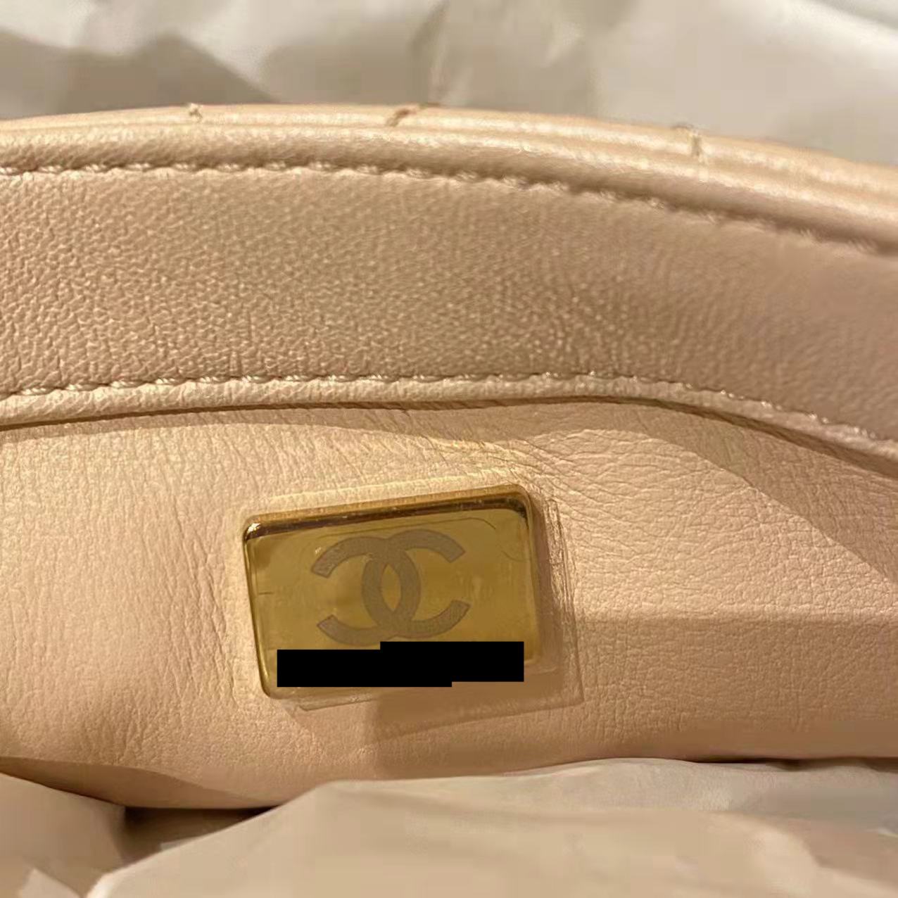CHANEL 22C PEARL CRUSH MINI SQUARE FLAP BAG LAMBSKIN LIGHT PINK GHW
