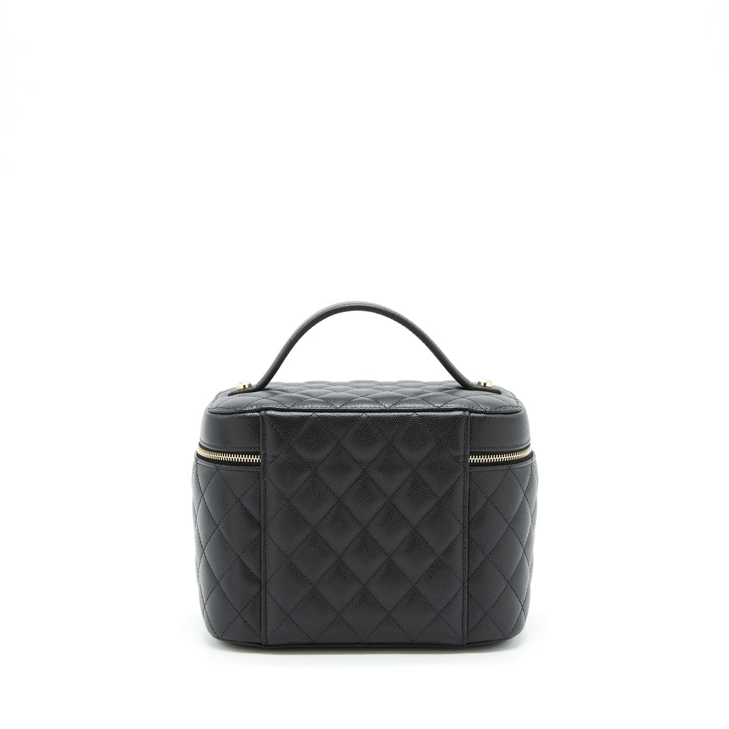 CHANEL TOP HANDLE VANITY CASE CAVIAR BLACK WITH LGHW
