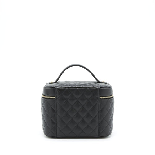 CHANEL TOP HANDLE VANITY CASE CAVIAR BLACK WITH LGHW