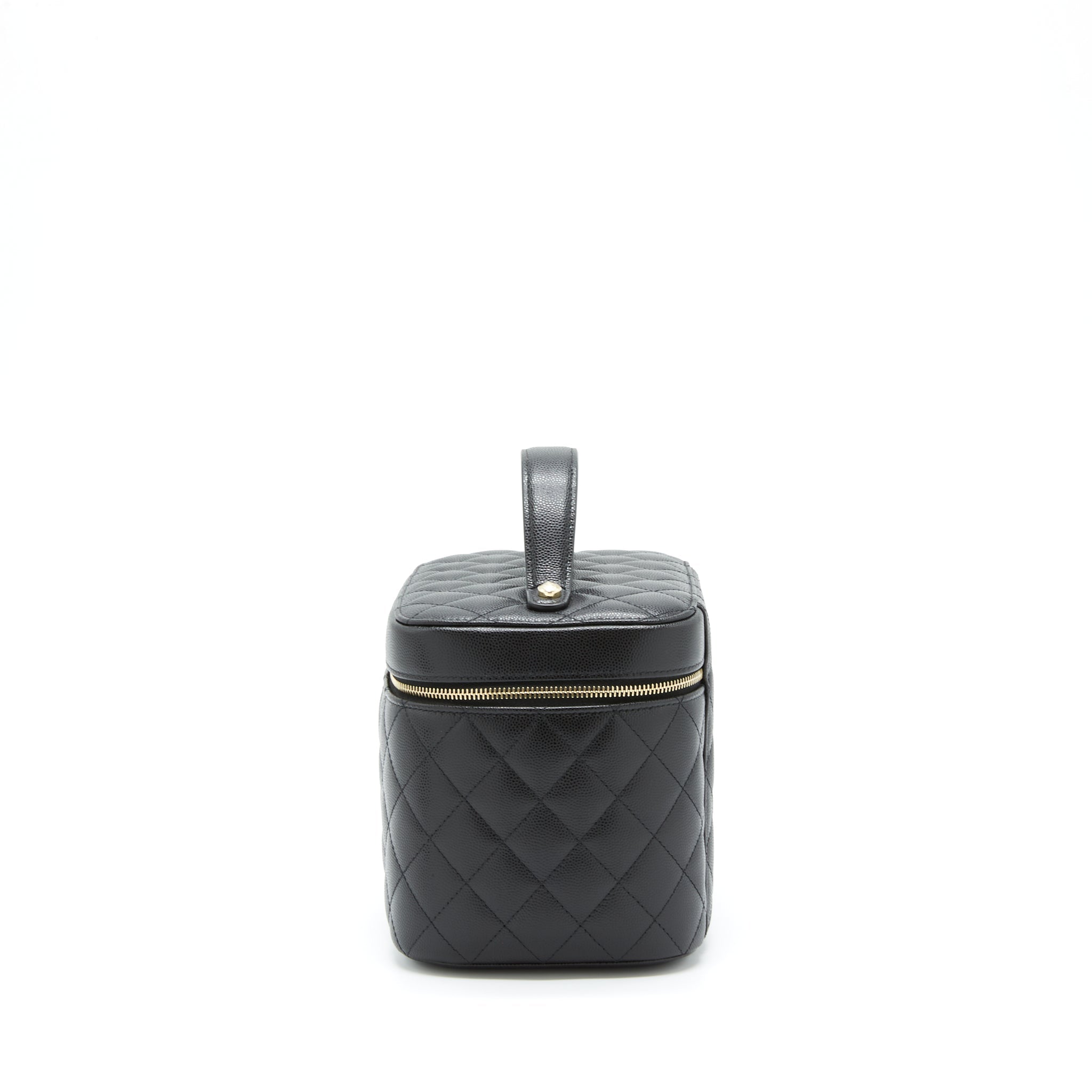 CHANEL TOP HANDLE VANITY CASE CAVIAR BLACK WITH LGHW