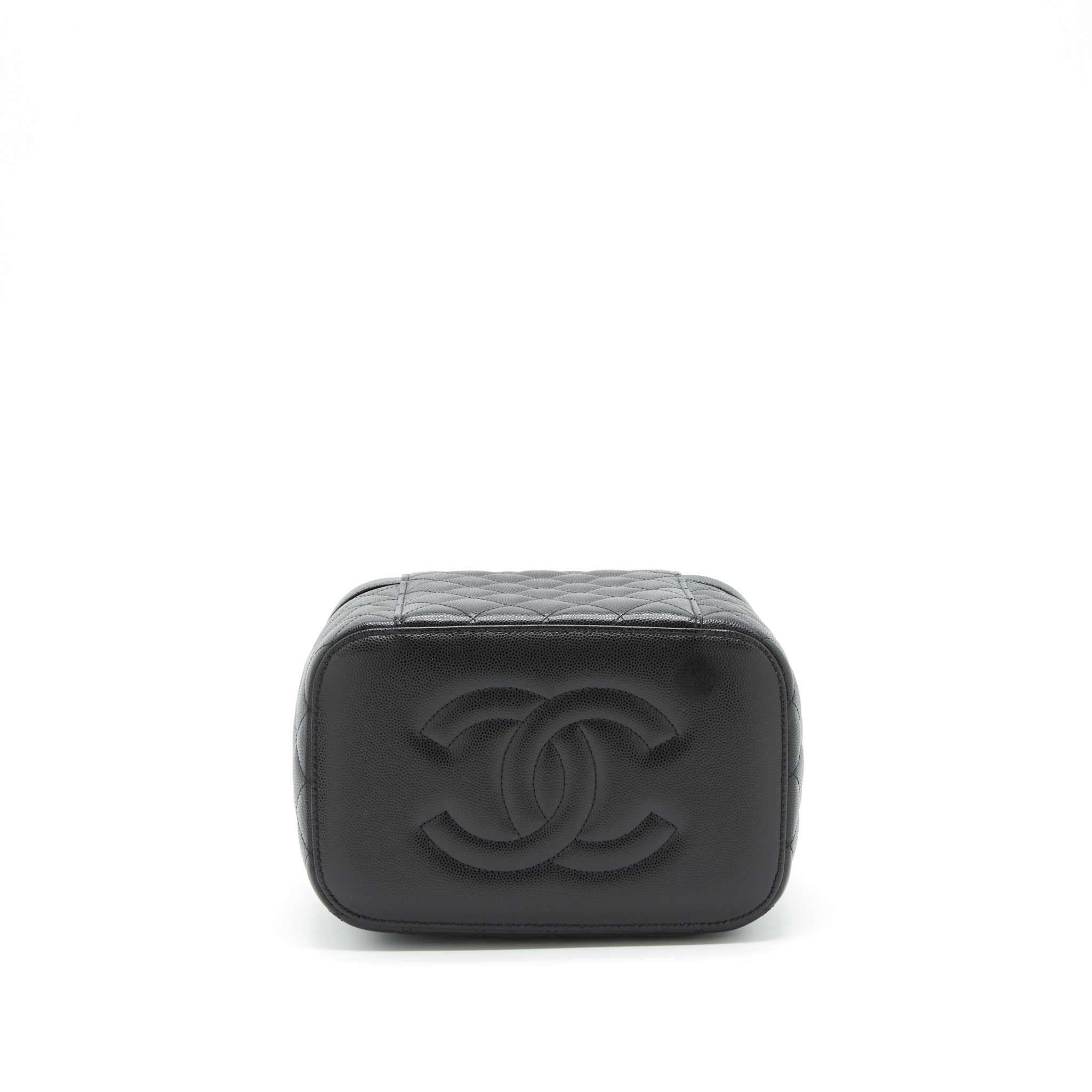 CHANEL TOP HANDLE VANITY CASE CAVIAR BLACK WITH LGHW