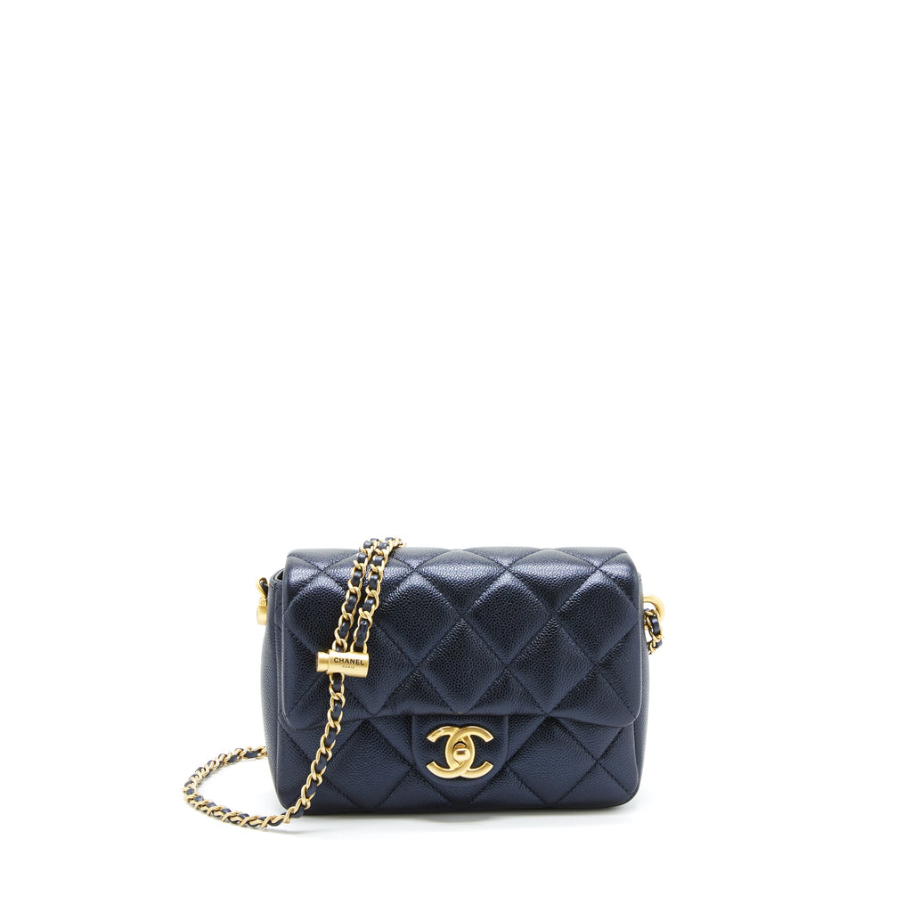 CHANEL 21K MY PERFECT MINI FLAP BAG CAVIAR BLACK GHW