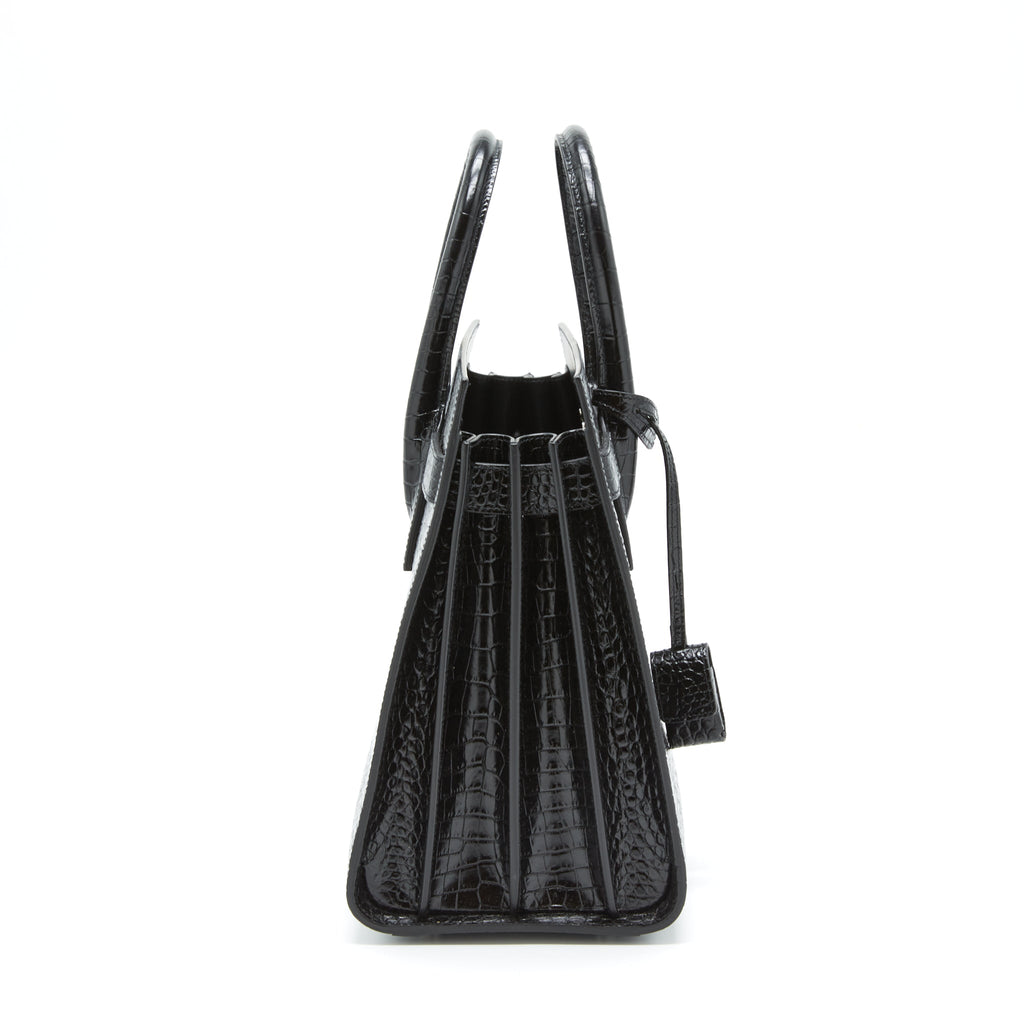 SAINT LAURENT/ YSL SAC DE JOUR CROCODILE EMBOSSED BLACK SHW