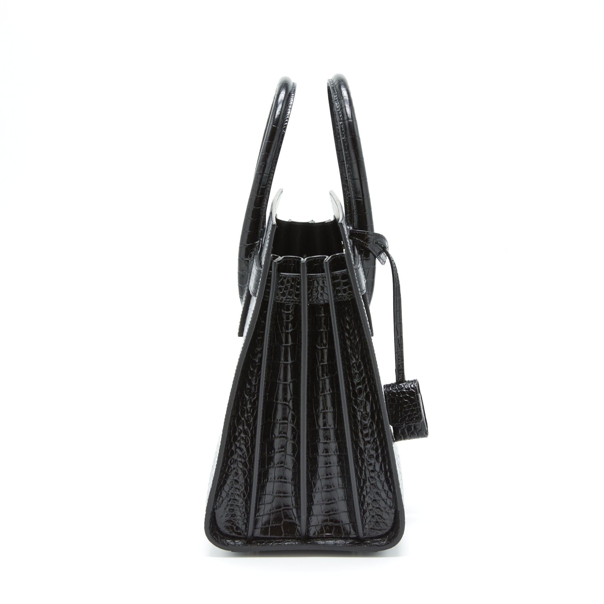 SAINT LAURENT/ YSL SAC DE JOUR CROCODILE EMBOSSED BLACK SHW