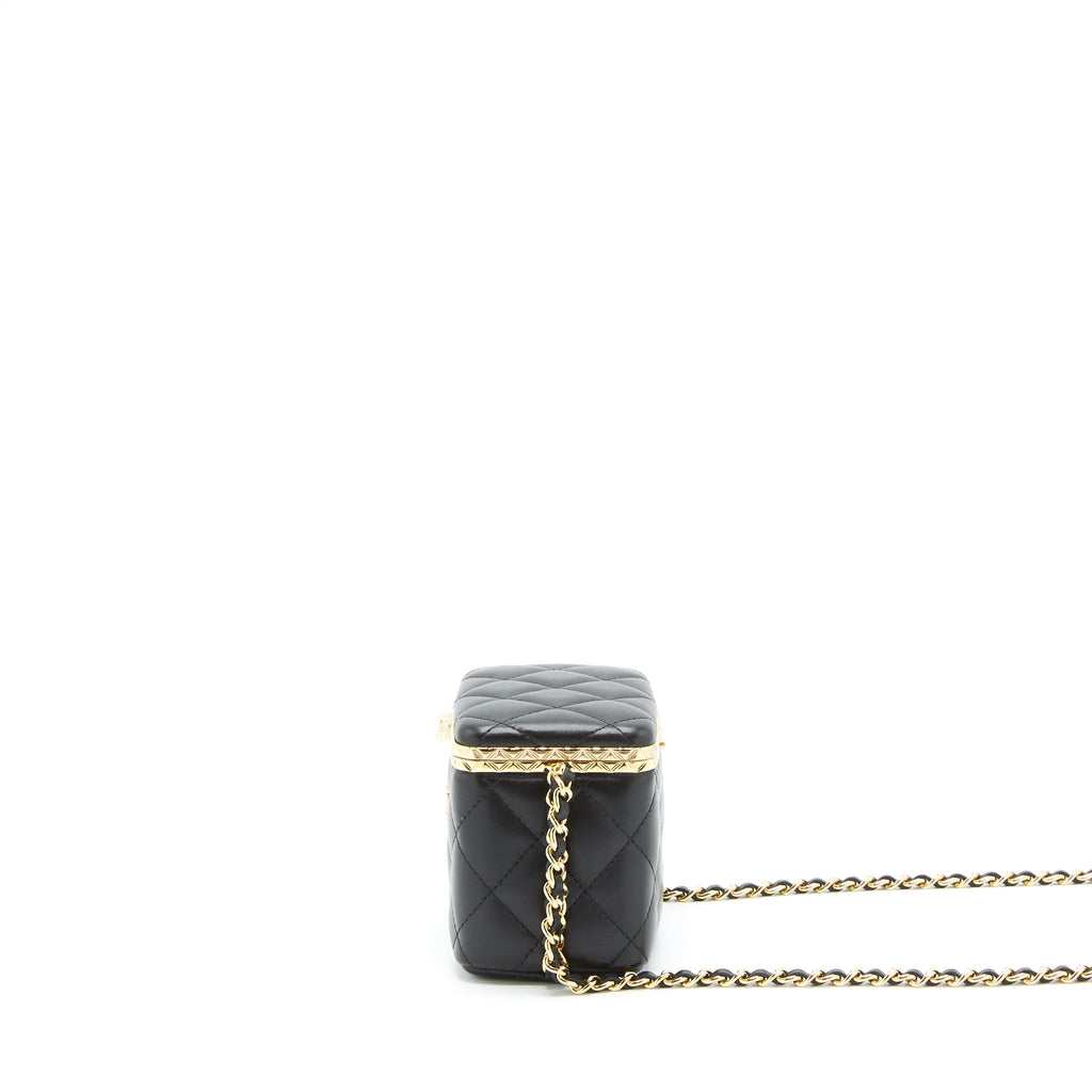CHANEL SMALL CLIP FLAP VANITY WITH CHAIN LAMBSKIN BLACK GHW