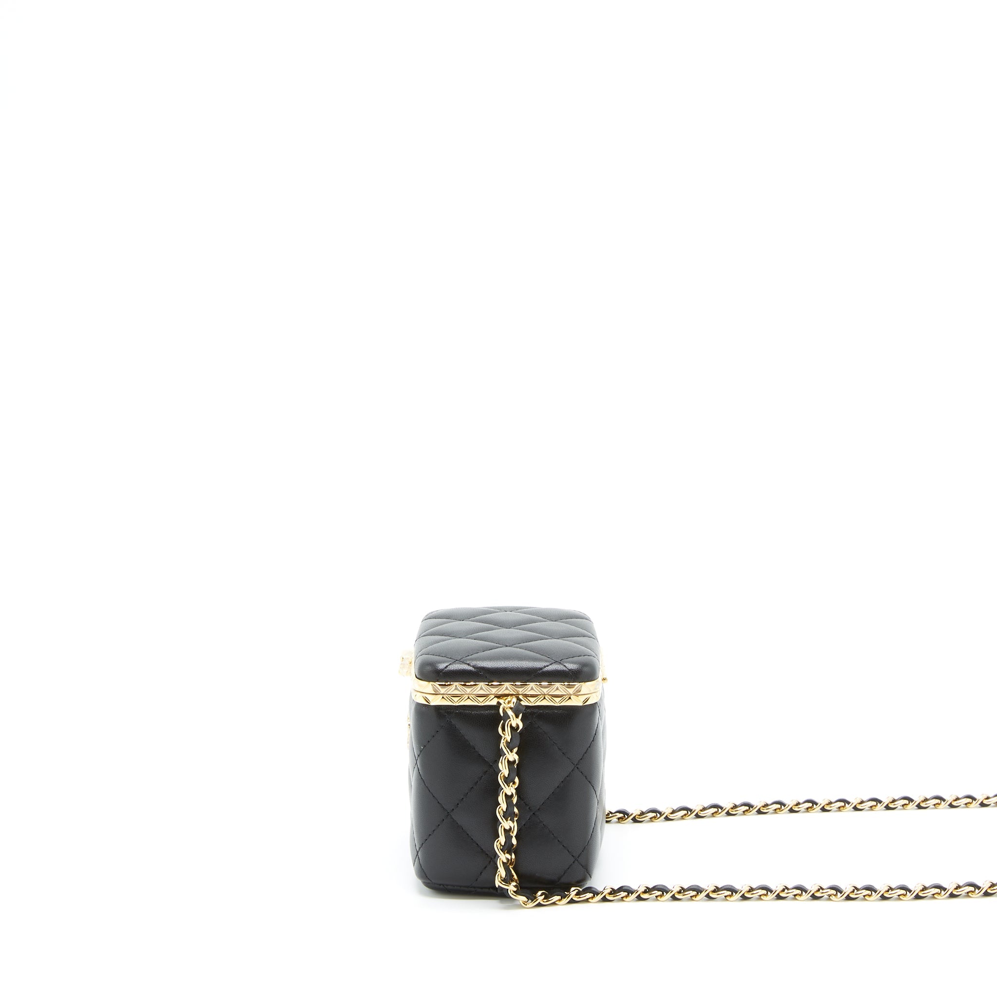 CHANEL SMALL CLIP FLAP VANITY WITH CHAIN LAMBSKIN BLACK GHW