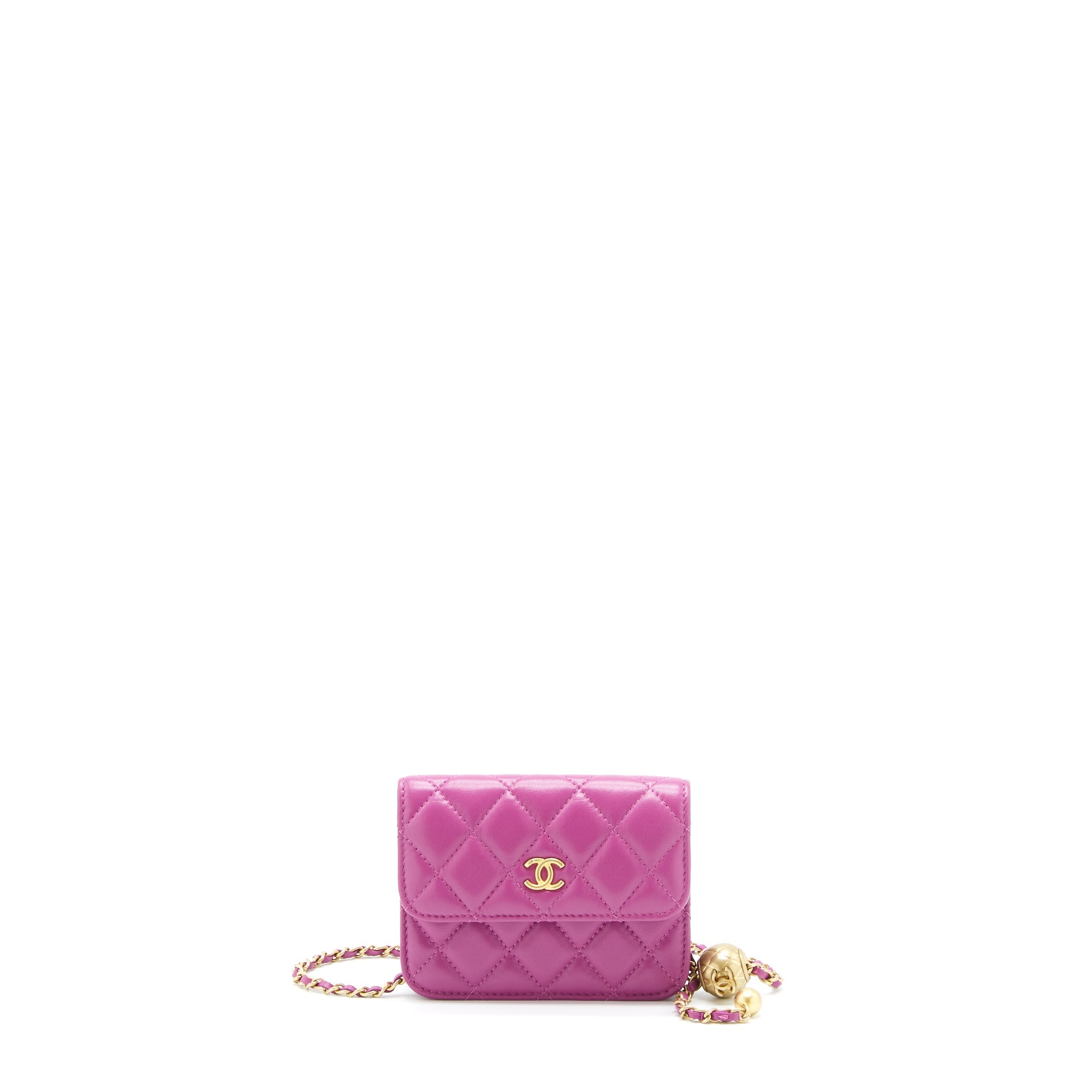 CHANEL PEARL CRUSH MINI BELT BAG LAMBSKIN PURPLE GHW