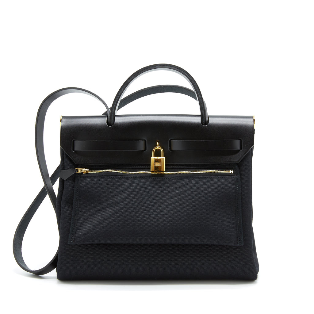 HERMES HERBAG 31 RETOUR BAG BLACK GHW