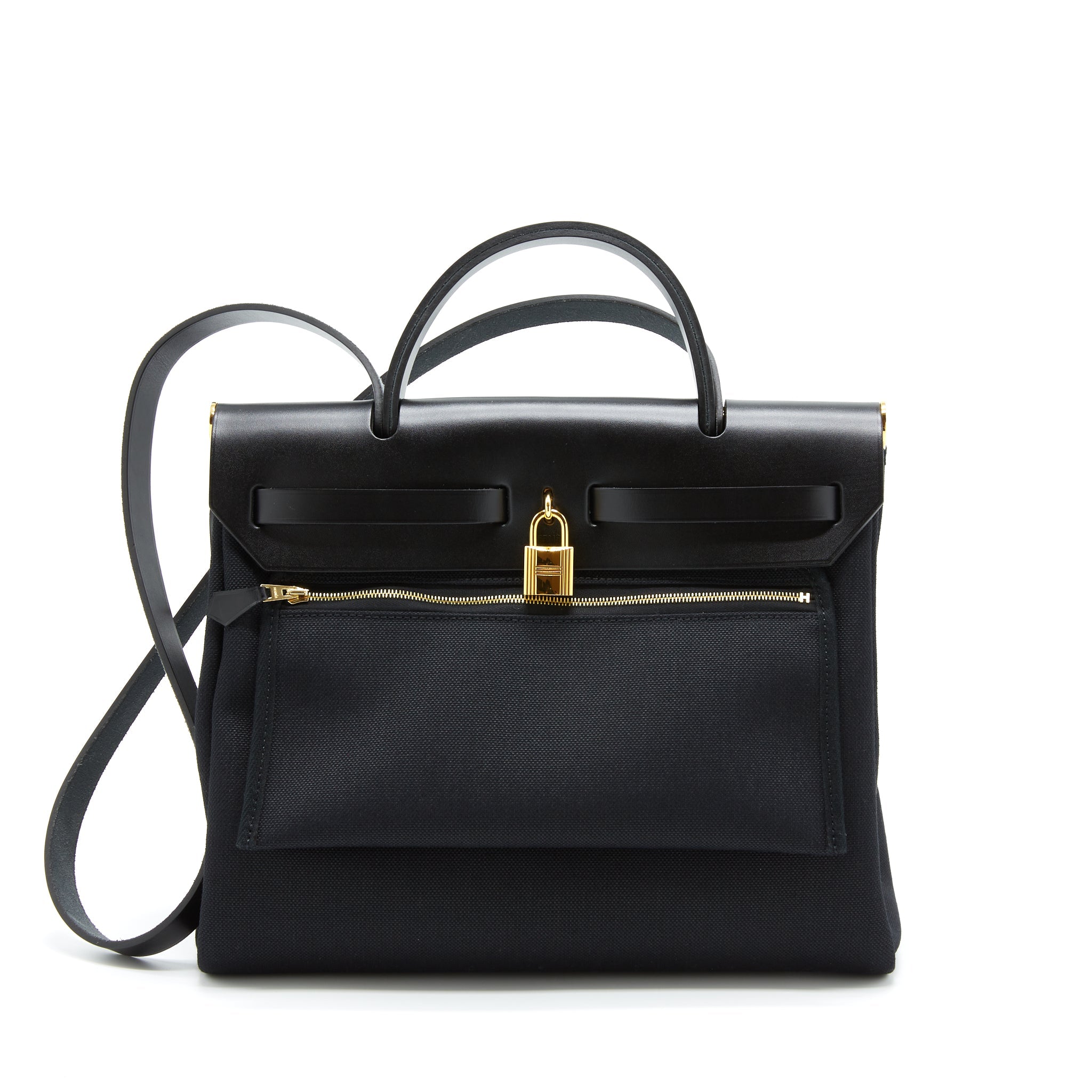 HERMES HERBAG 31 RETOUR BAG BLACK GHW