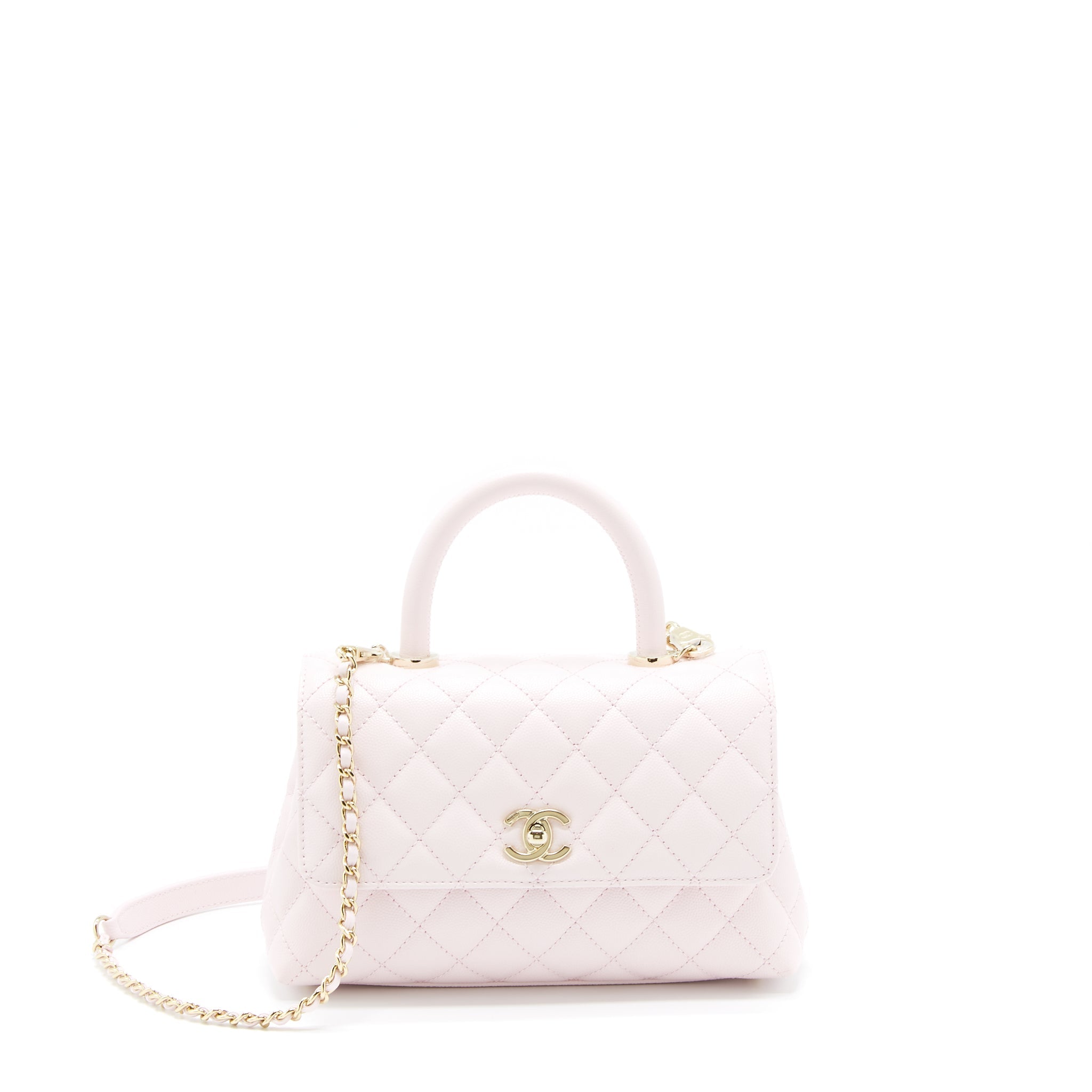 CHANEL SMALL COCO HANDLE CAVIAR LIGHT PINK NG750 LGHW(MICROCHIP)
