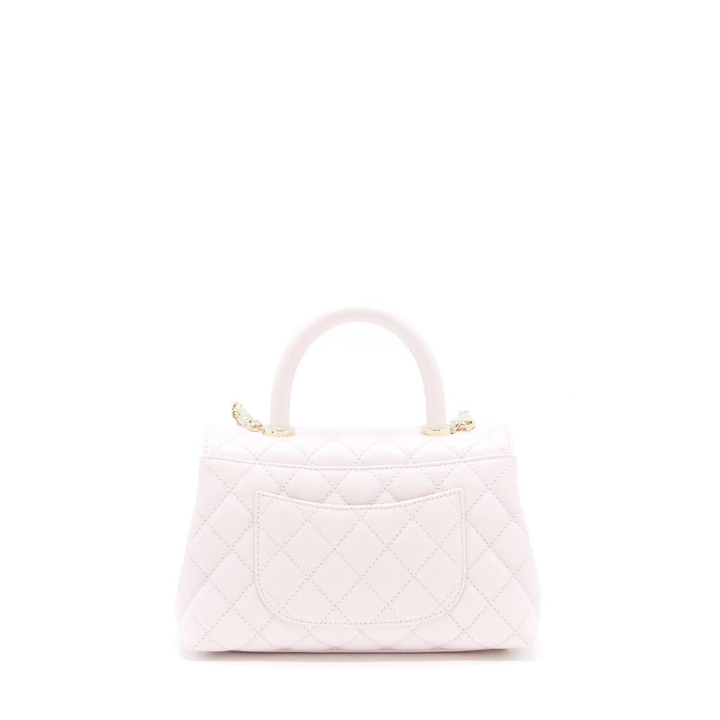 CHANEL SMALL COCO HANDLE CAVIAR LIGHT PINK NG750 LGHW(MICROCHIP)
