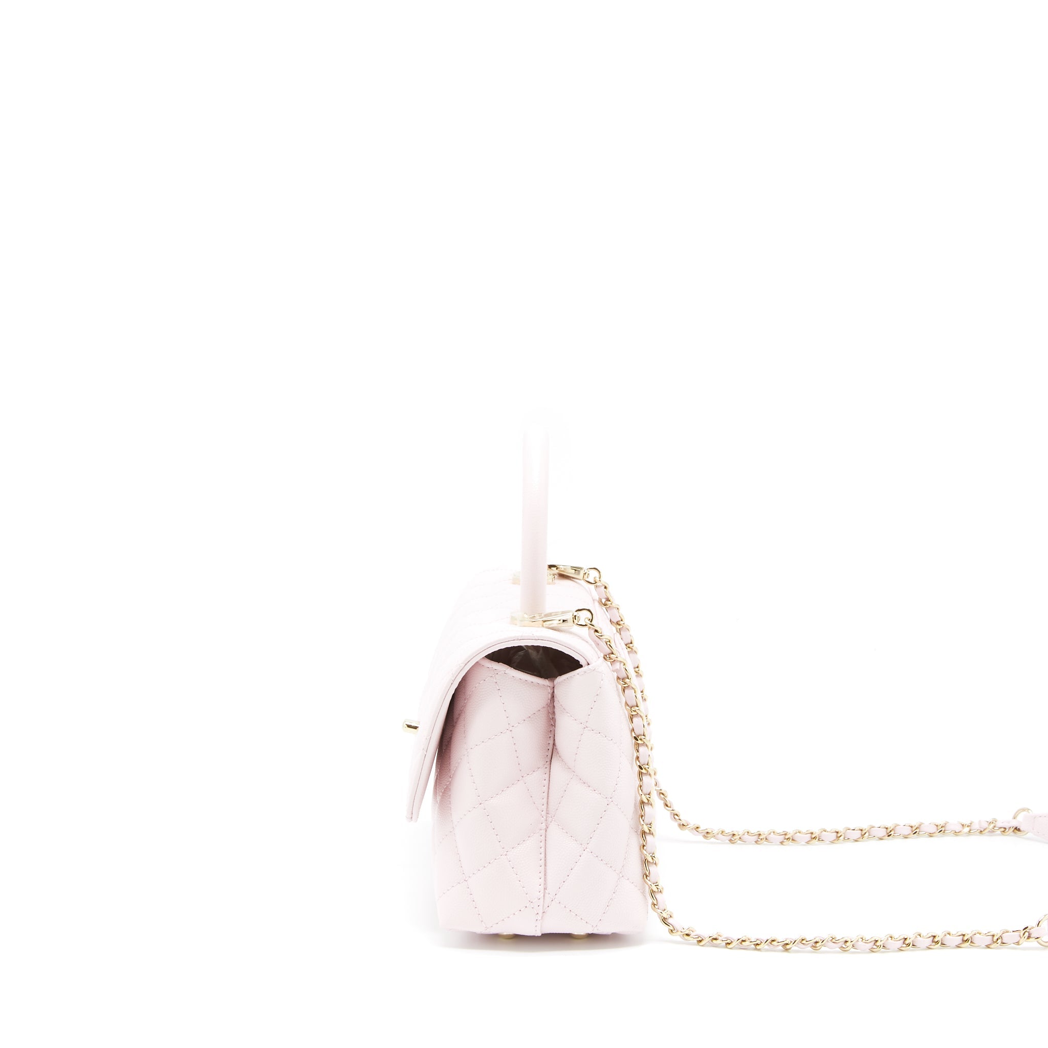 CHANEL SMALL COCO HANDLE CAVIAR LIGHT PINK NG750 LGHW(MICROCHIP)