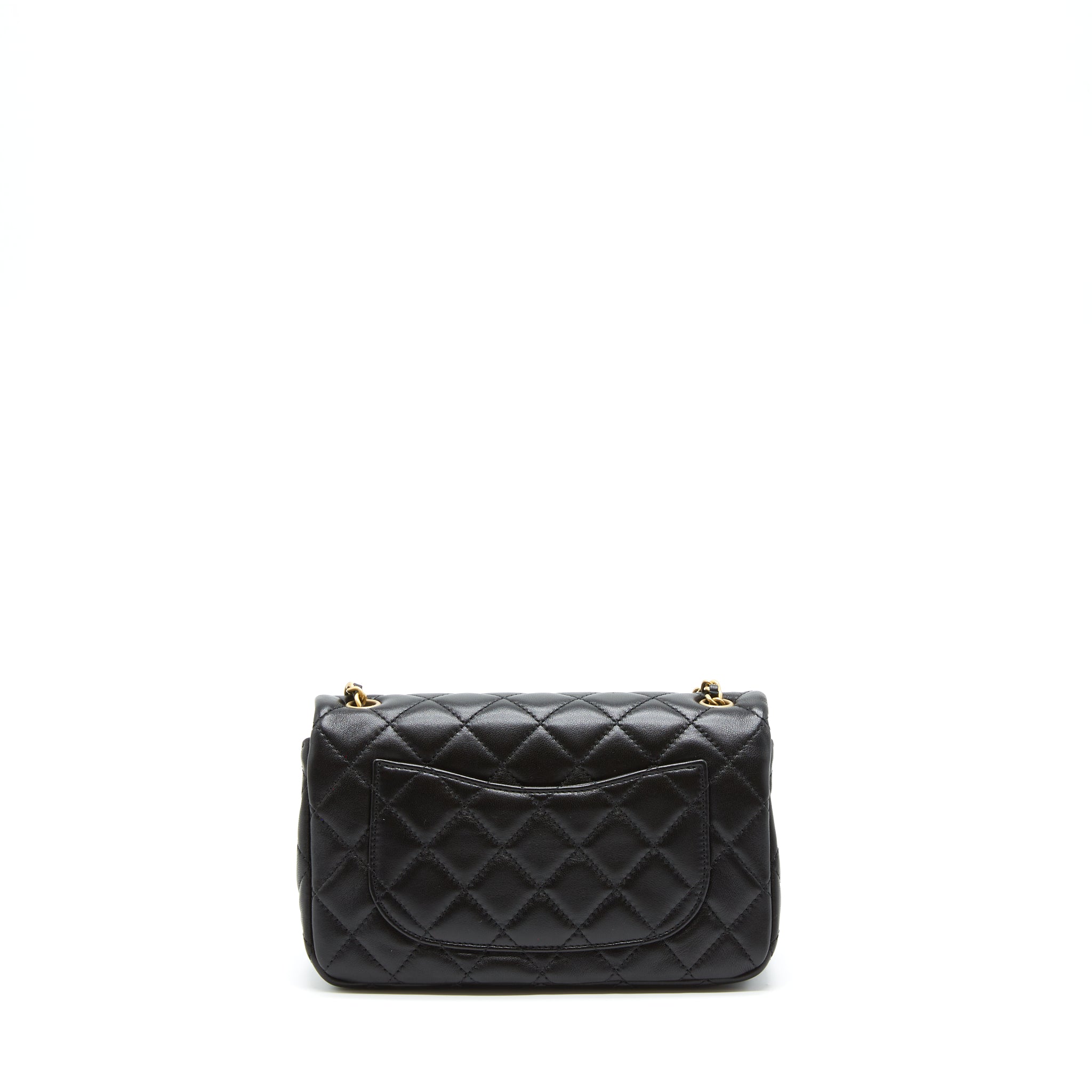 CHANEL 22S PEARL CRUSH MINI RECTANGULAR FLAP BAG LAMBSKIN BLACK GHW (MICROCHIP)