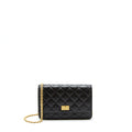 CHANEL 2.55 REISSUE WALLET ON CHAIN AGED CALFSKIN BLACK GHW (MICROCHIP)