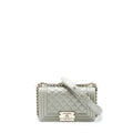 CHANEL SMALL BOY BAG CAVIAR LIGHT GREY SHW