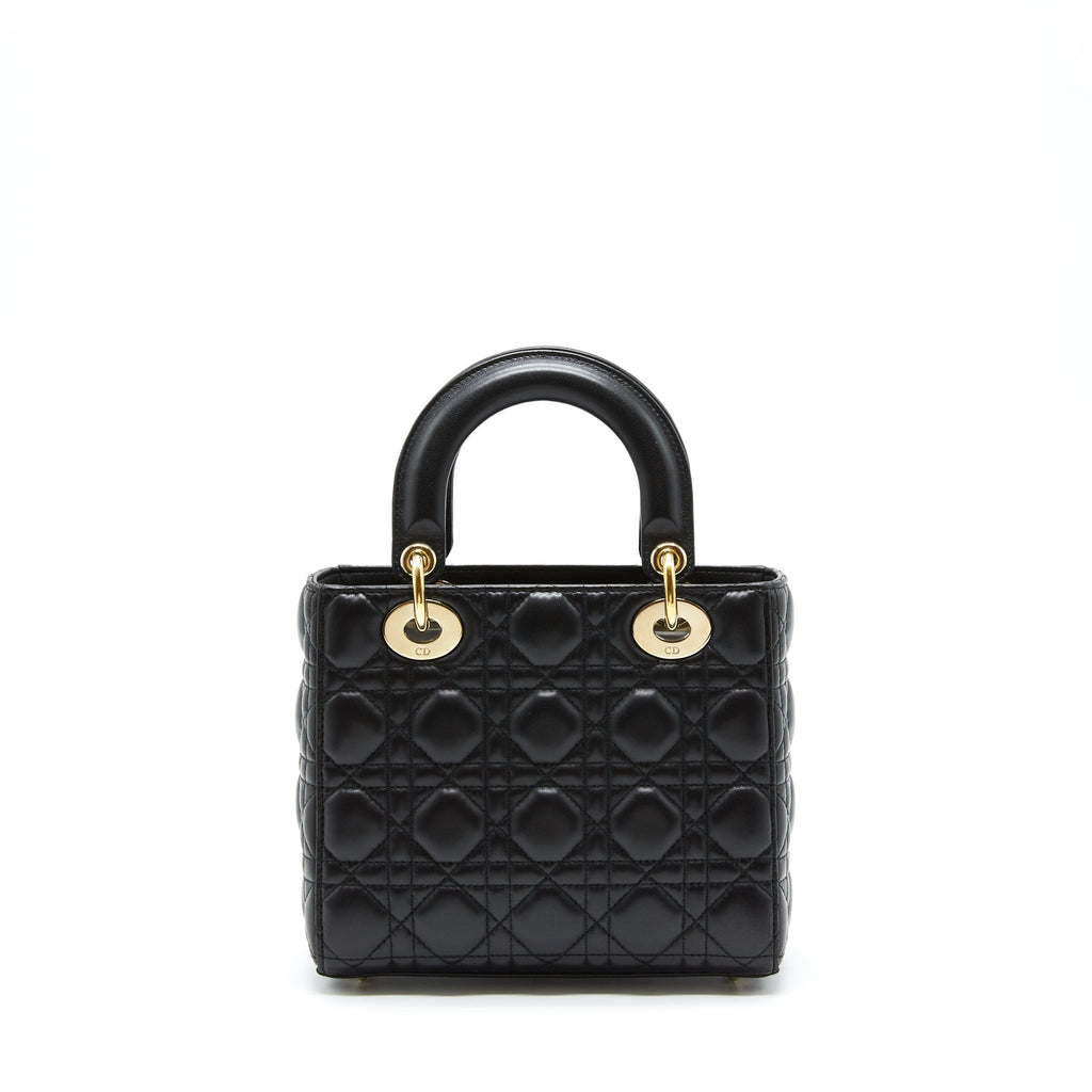 DIOR SMALL LADY DIOR LAMBSKIN BLACK LGHW