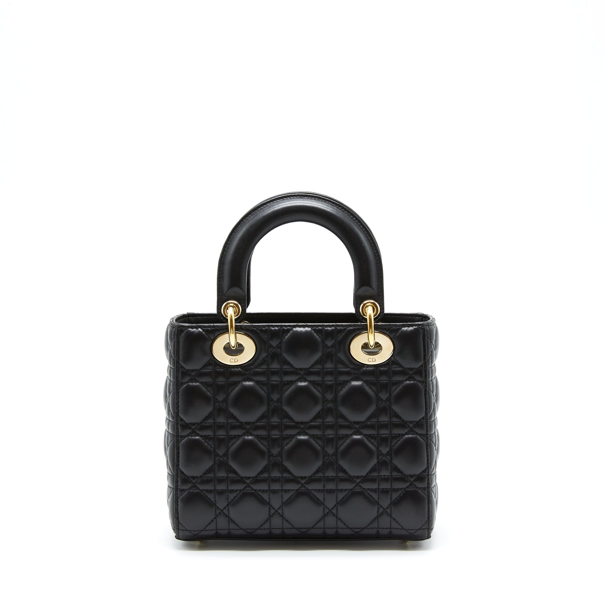 DIOR SMALL LADY DIOR LAMBSKIN BLACK LGHW