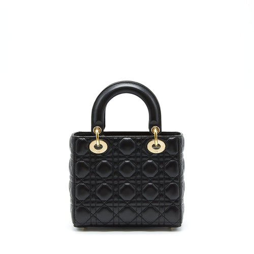 DIOR SMALL LADY DIOR LAMBSKIN BLACK LGHW