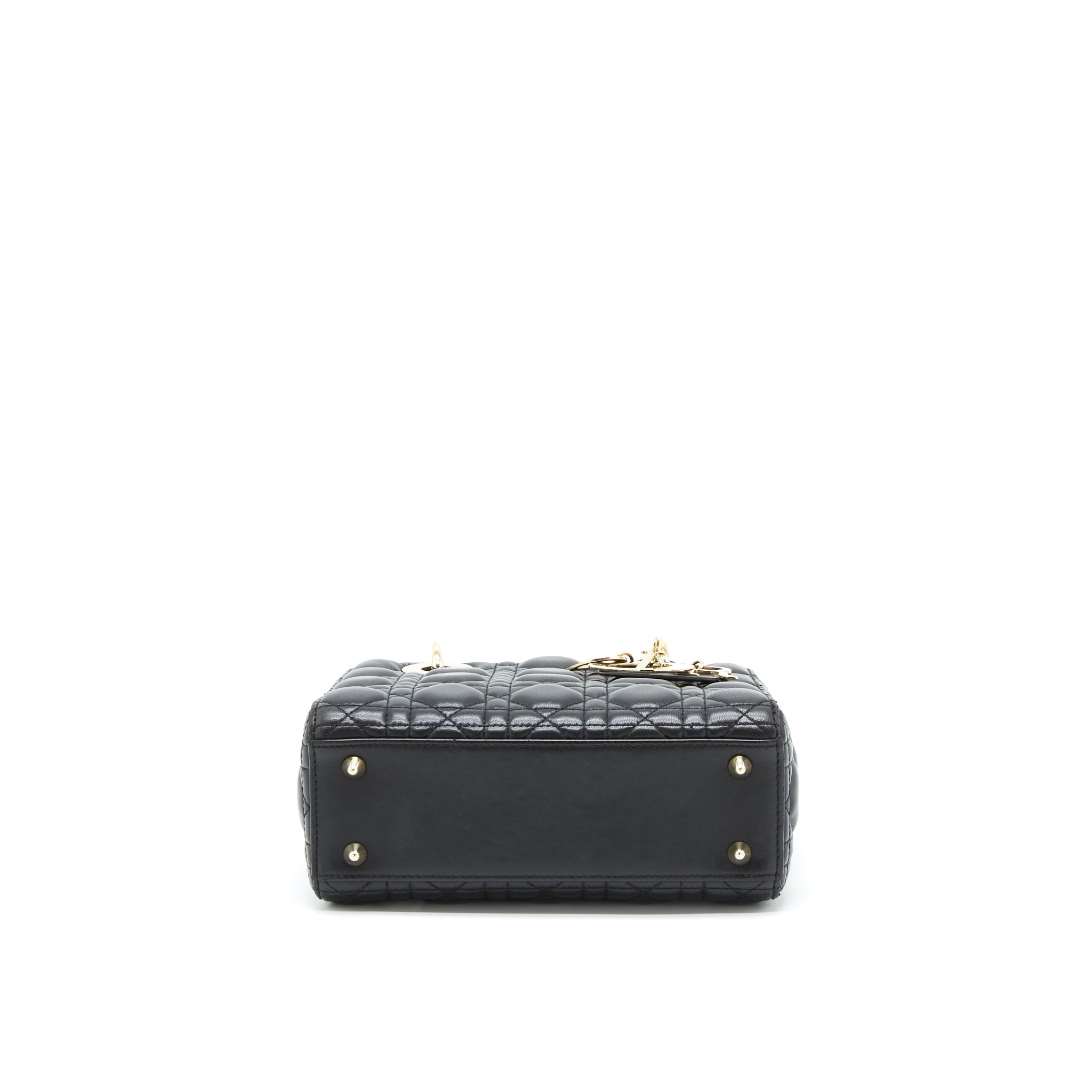 DIOR SMALL LADY DIOR LAMBSKIN BLACK LGHW