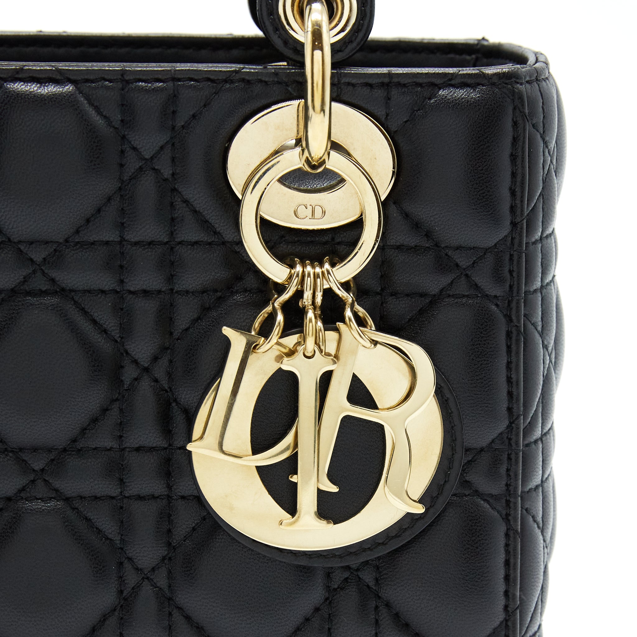 DIOR SMALL LADY DIOR LAMBSKIN BLACK LGHW