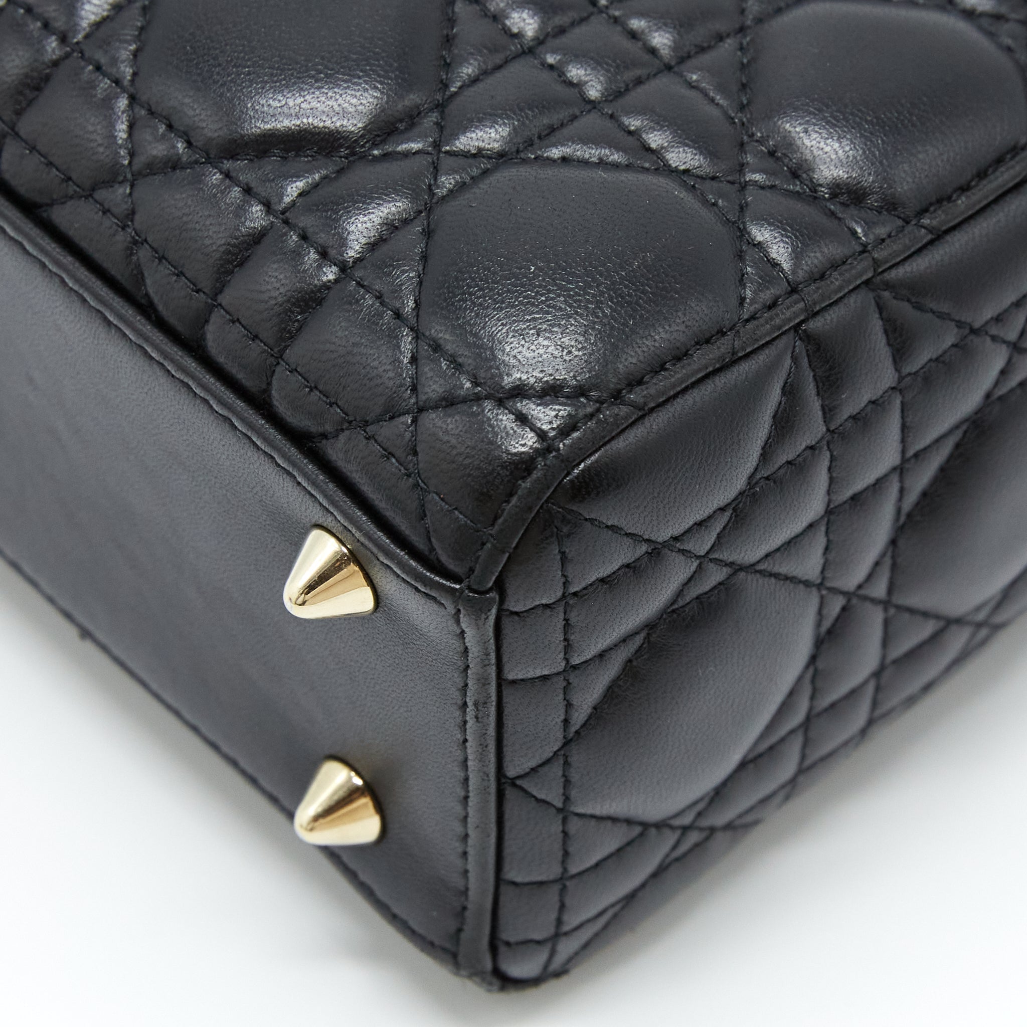 DIOR SMALL LADY DIOR LAMBSKIN BLACK LGHW