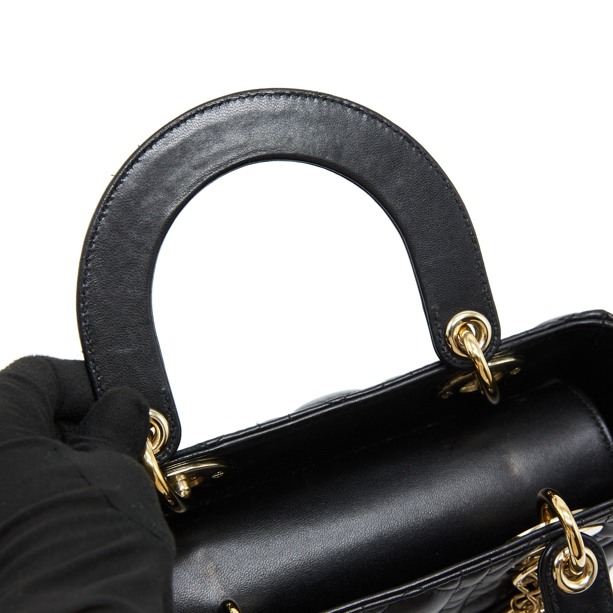 DIOR SMALL LADY DIOR LAMBSKIN BLACK LGHW