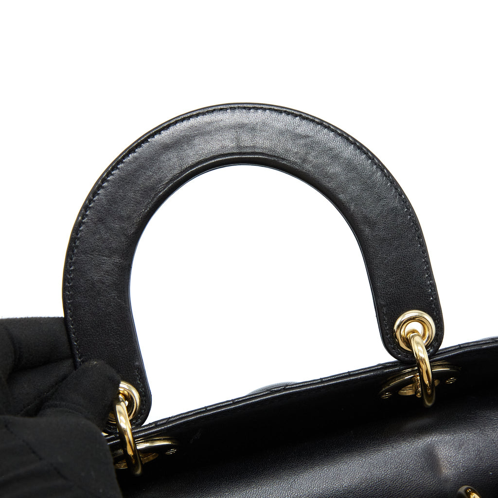 DIOR SMALL LADY DIOR LAMBSKIN BLACK LGHW