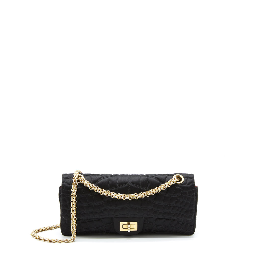 CHANEL 2.55 REISSUE FLAP BAG SATIN BLACK GHW