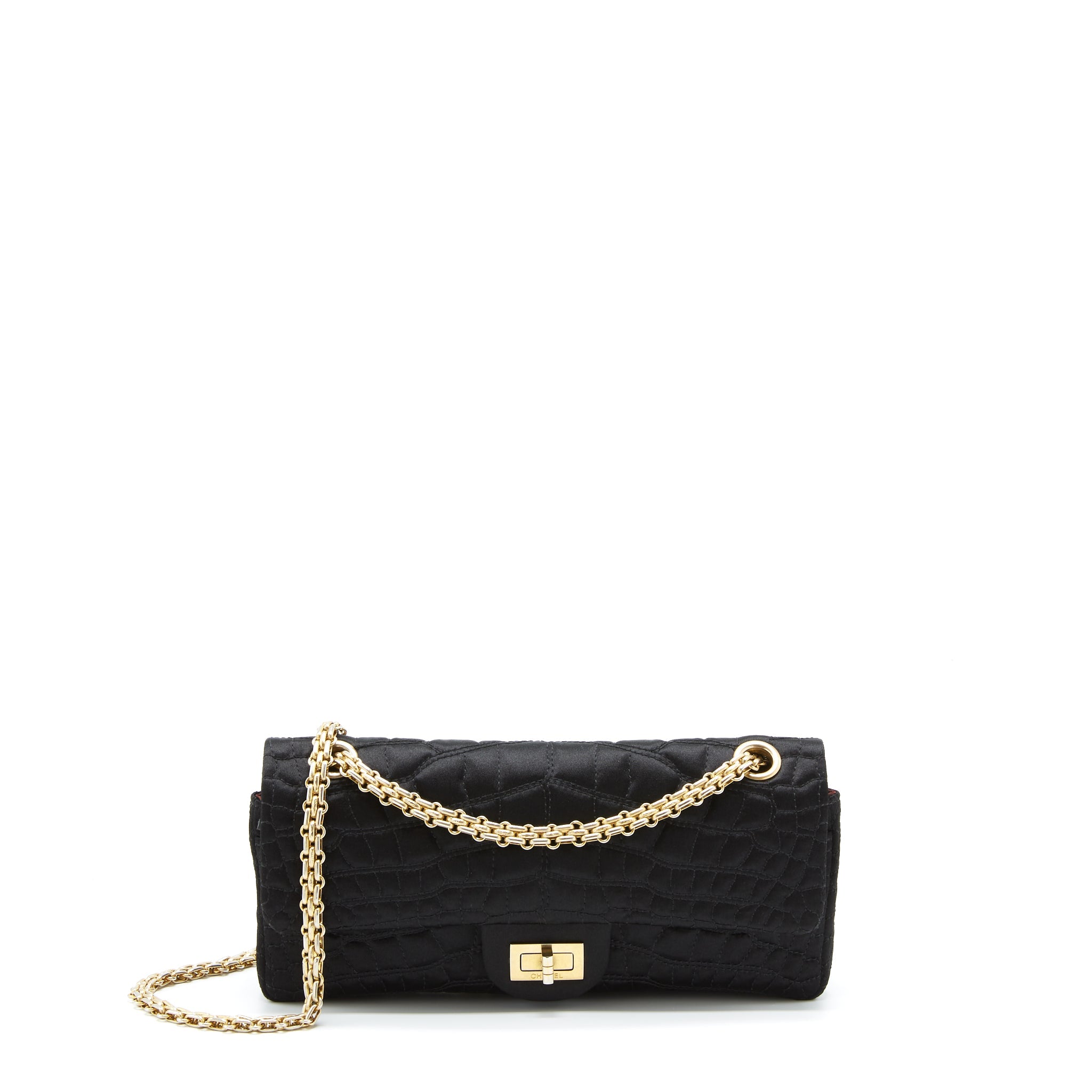 CHANEL 2.55 REISSUE FLAP BAG SATIN BLACK GHW