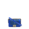 CHANEL SMALL BOY CRYSTAL GALUCHAT BLUE RUTHENIUM HARDWARE