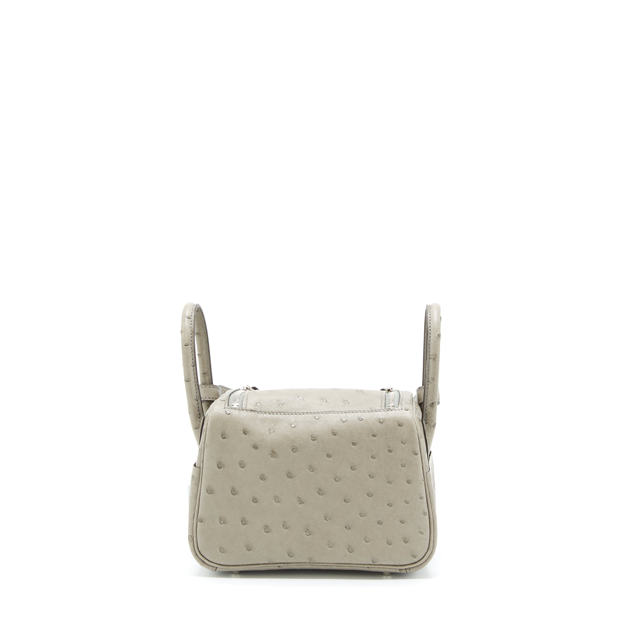 HERMES MINI LINDY OSTRICH 81 GRIS TOURTERELLE SHW