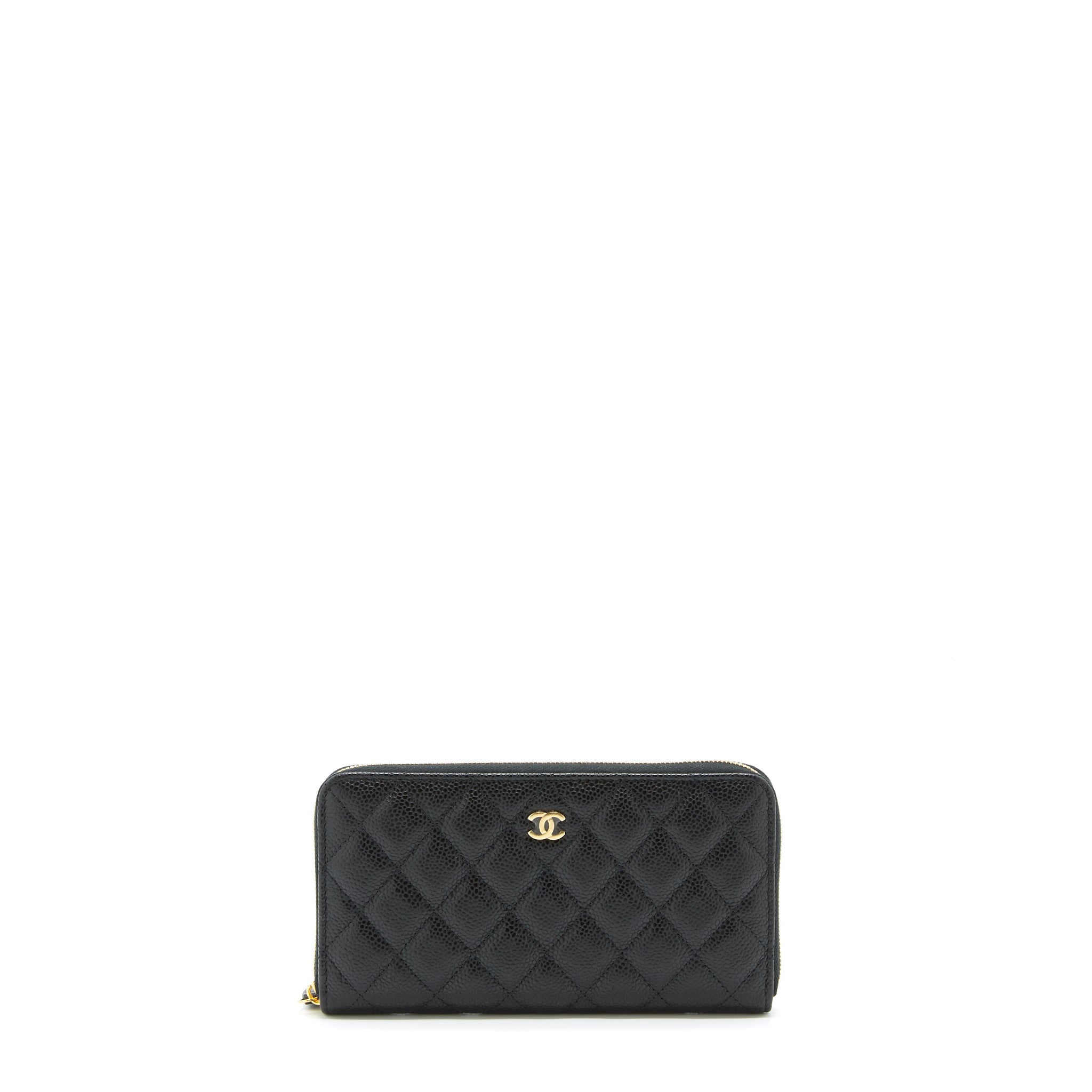 CHANEL ZIPPY LONG WALLET CAVIAR BLACK GHW