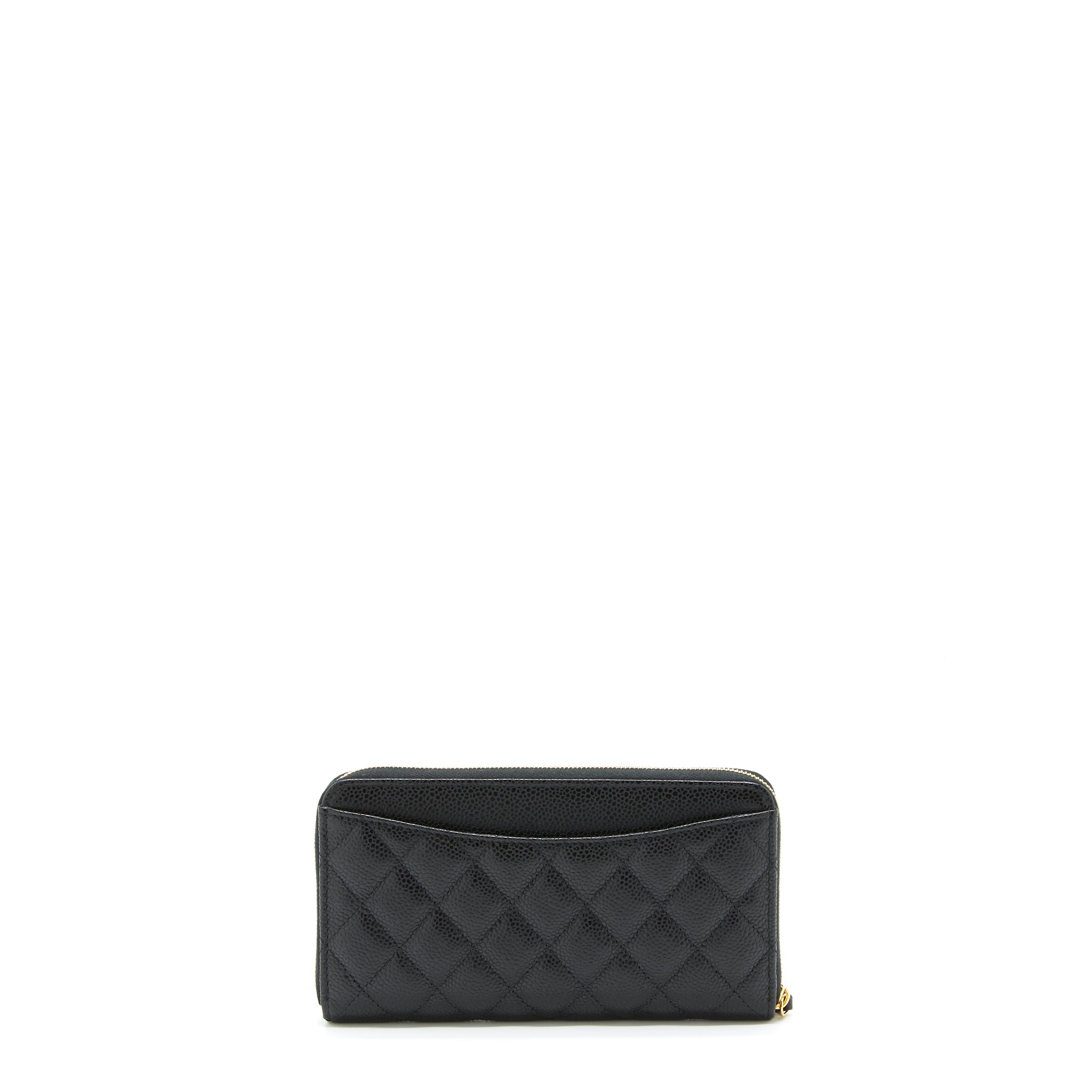CHANEL ZIPPY LONG WALLET CAVIAR BLACK GHW