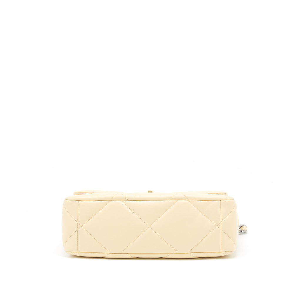 CHANEL MEDIUM 19 BAG GOATSKIN BEIGE WITH GOLD/SILVER HARDWARE