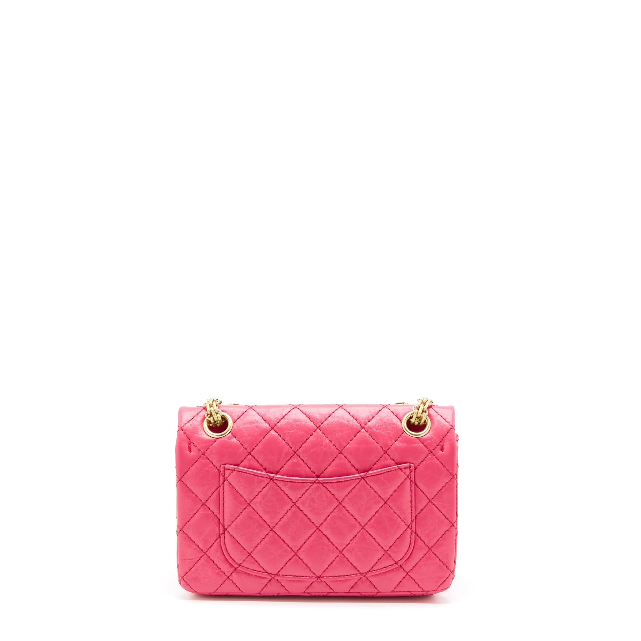 CHANEL MINI 2.55 REISSUE FLAP BAG AGED CALFSKIN HOT PINK GHW