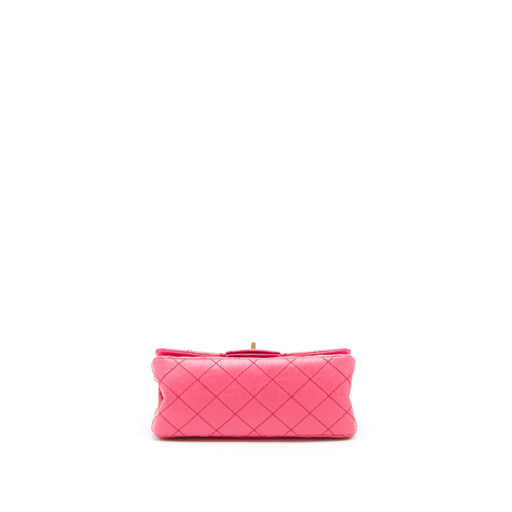 CHANEL MINI 2.55 REISSUE FLAP BAG AGED CALFSKIN HOT PINK GHW