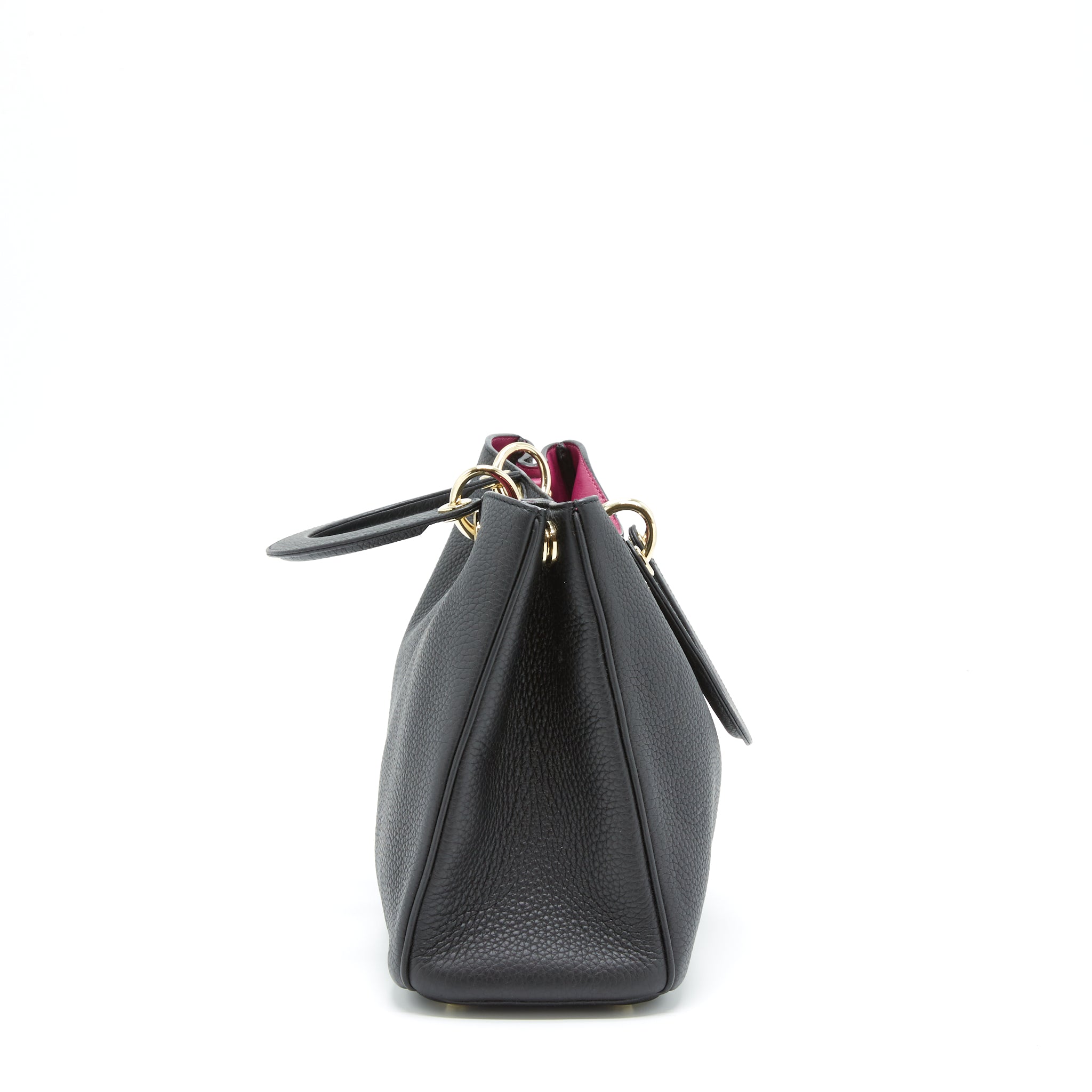 DIOR DIORISSIMO GRAINED LEATHER BLACK/ FUSHIA GHW
