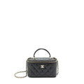 CHANEL 22A TOP HANDLE LONG VANITY WITH CHAIN LAMBSKIN BLACK LGHW