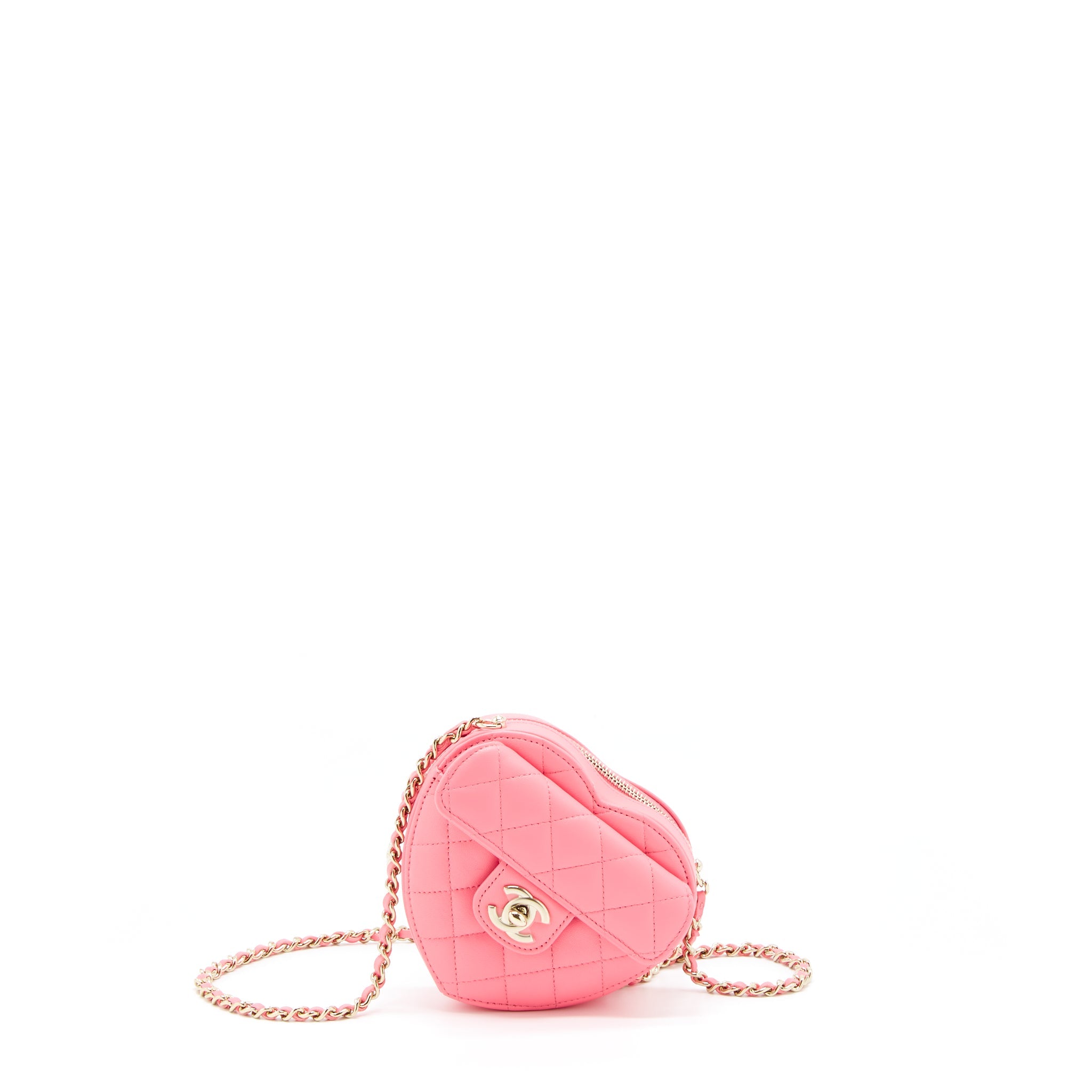 CHANEL 22S SMALL HEART BAG LAMBSKIN PINK LGHW
