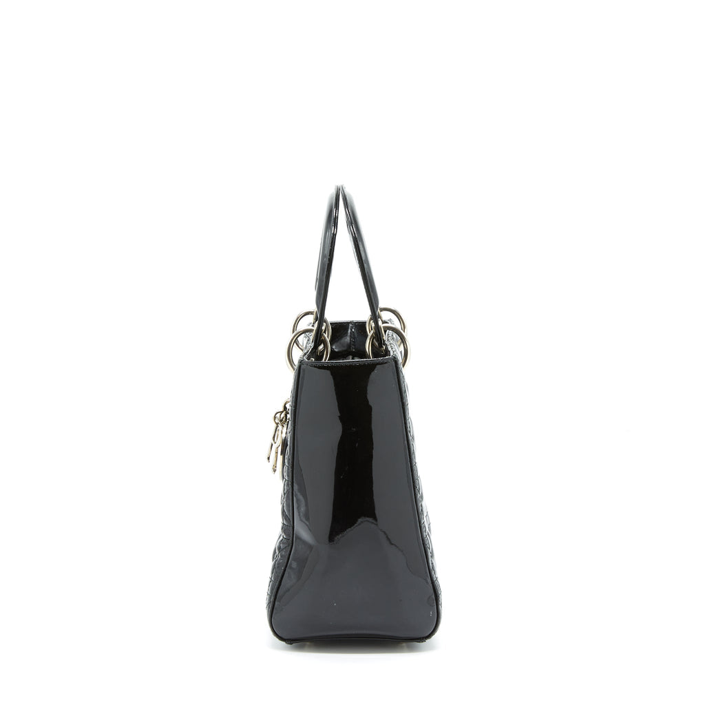 DIOR MEDIUM LADY DIOR PATENT BLACK SHW