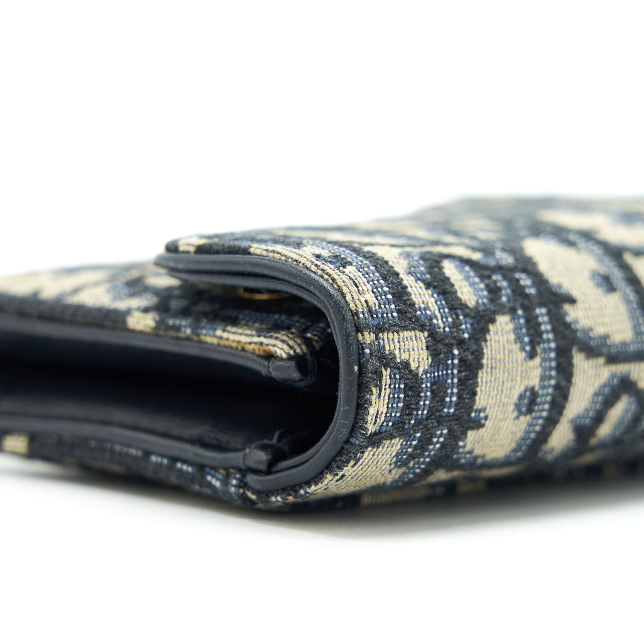 DIOR SADDLE SMALL WALLET BLUE OBLIQUE CANVAS GHW