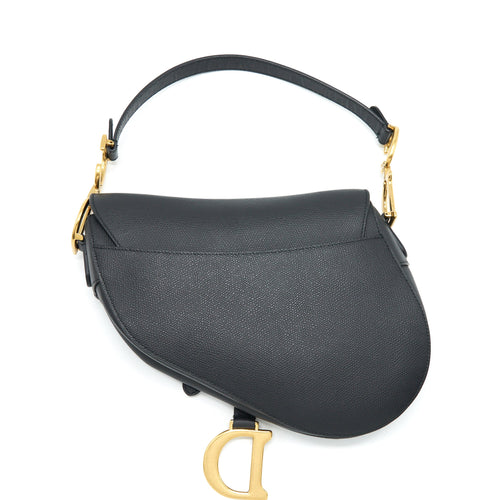 DIOR MEDIUM SADDLE BAG GRAINED CALFSKIN BLACK GHW